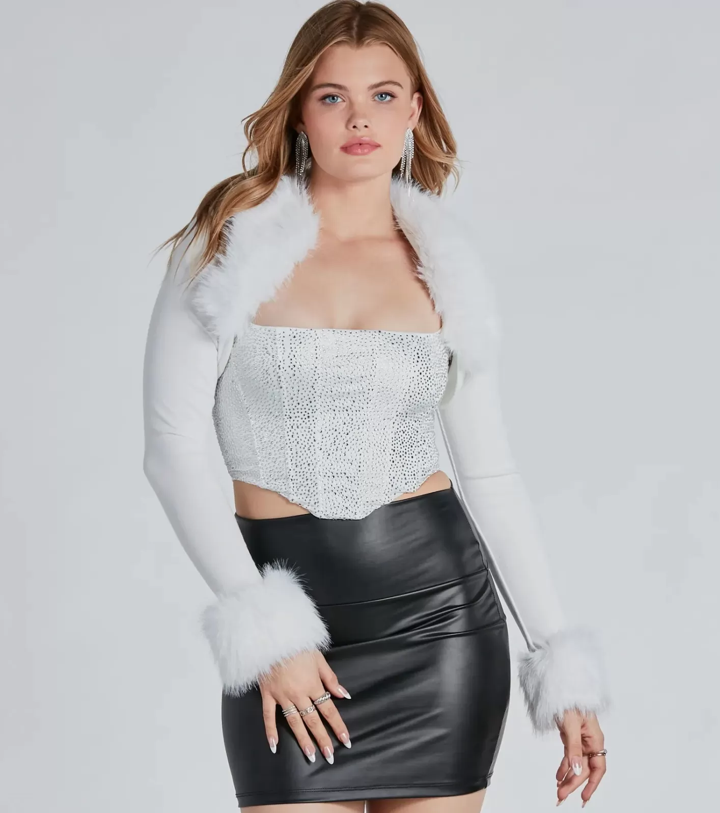 Windsor Exclusive Chic Faux Fur Long Sleeve Bolero IVORY Online