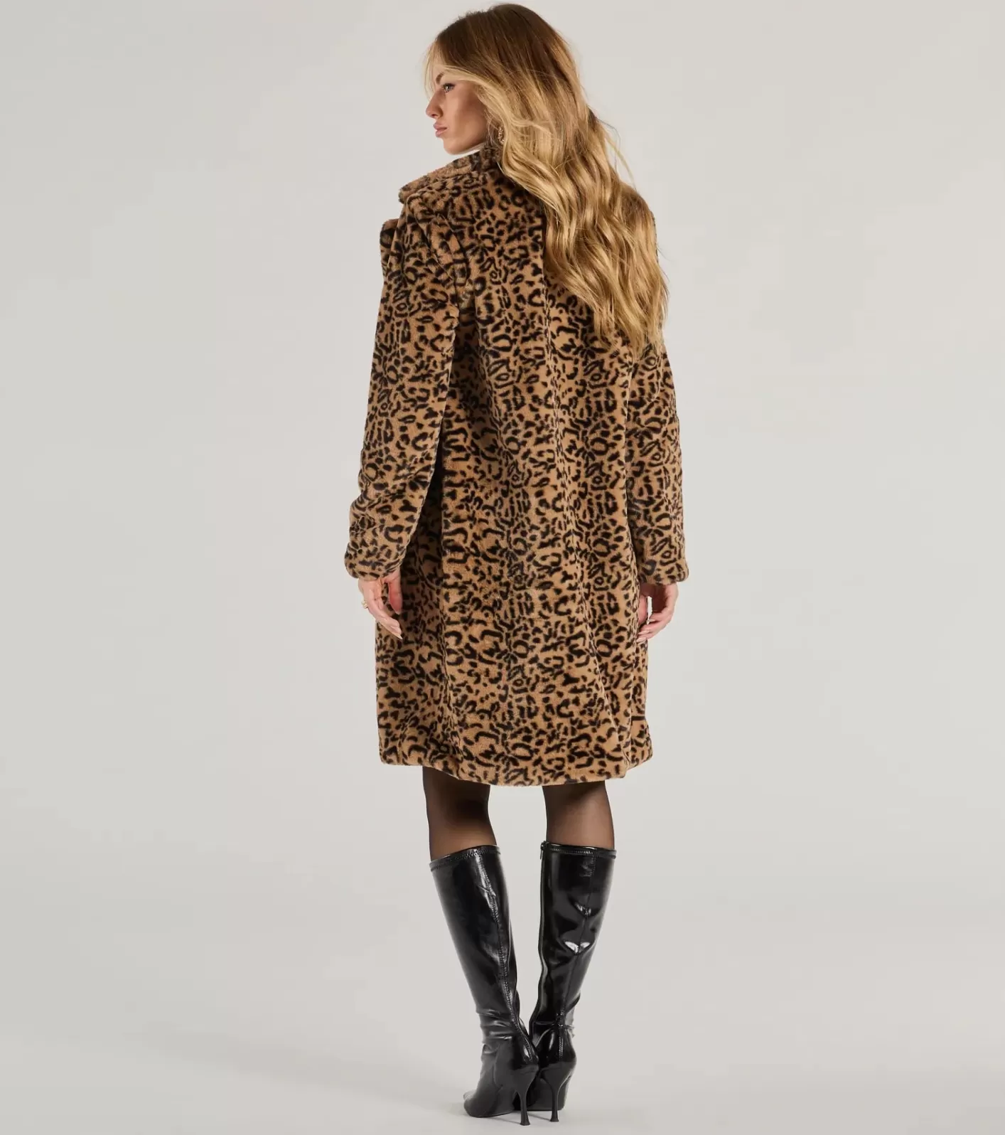 Windsor Fabulous Flair Leopard Faux Fur Trench Coat TAUPE Best Sale