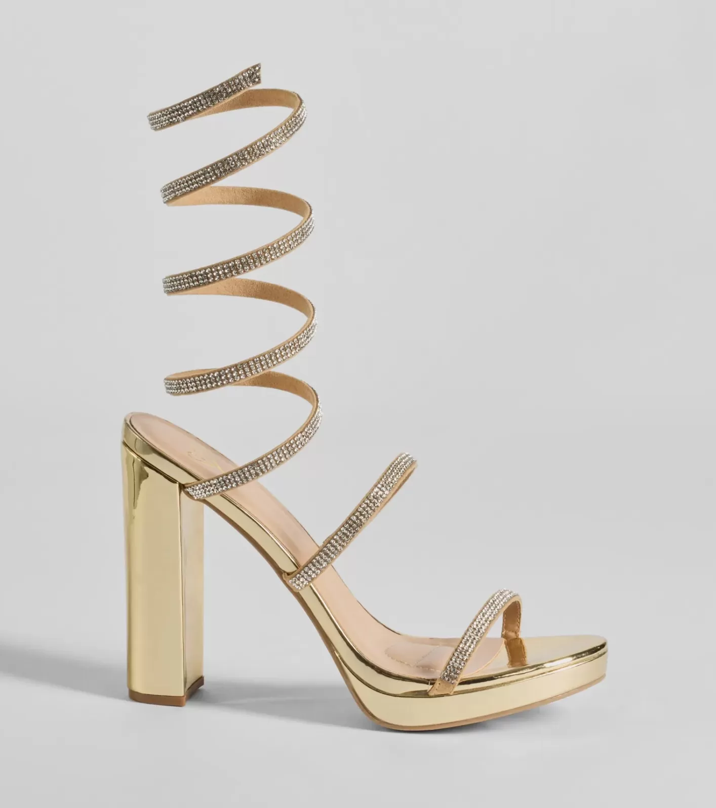 Windsor Fabulous Night Rhinestone Spiral Platform Heels GOLD Best