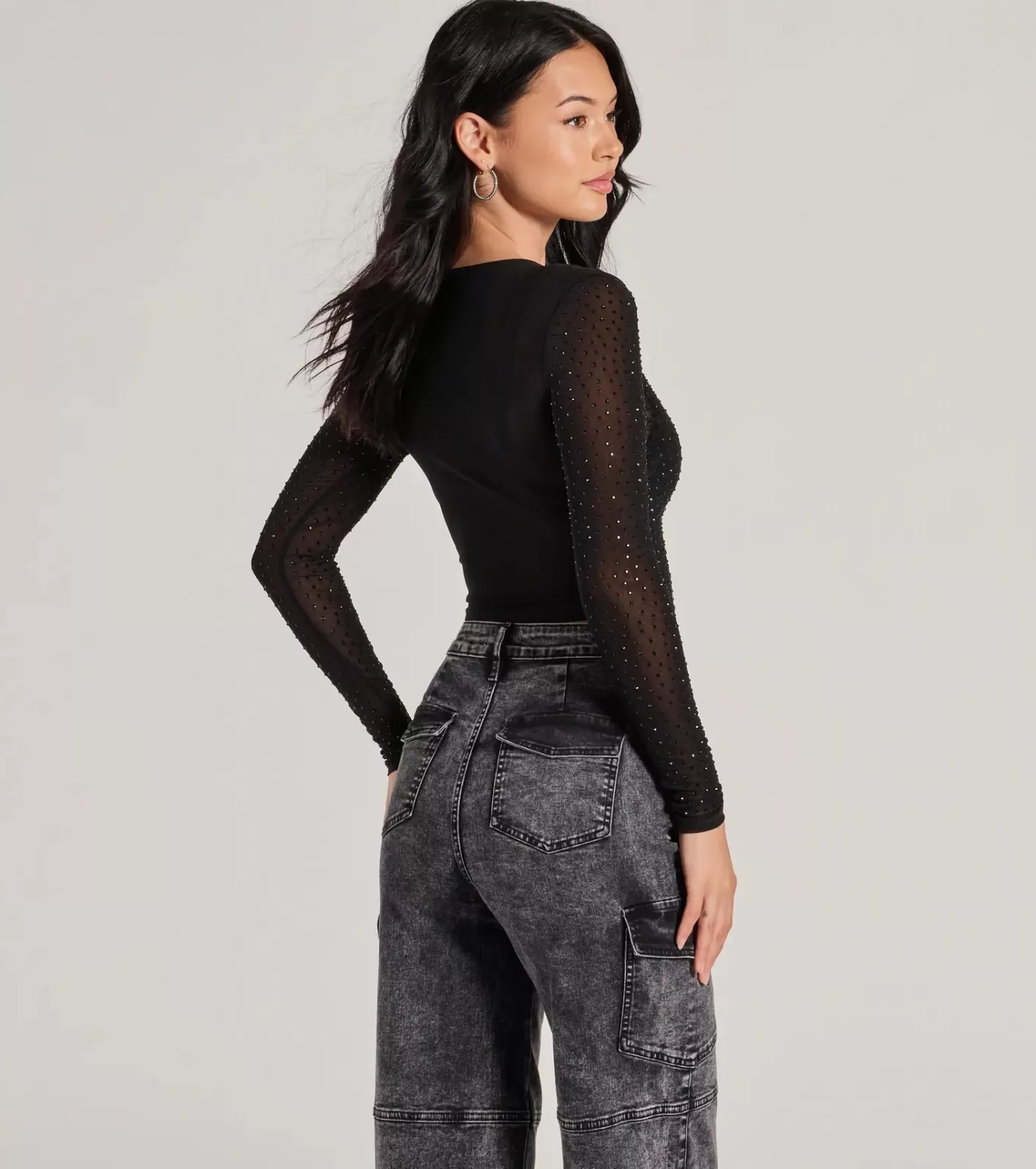 Windsor Feel The Heat Stone Crop Top BLACK Fashion