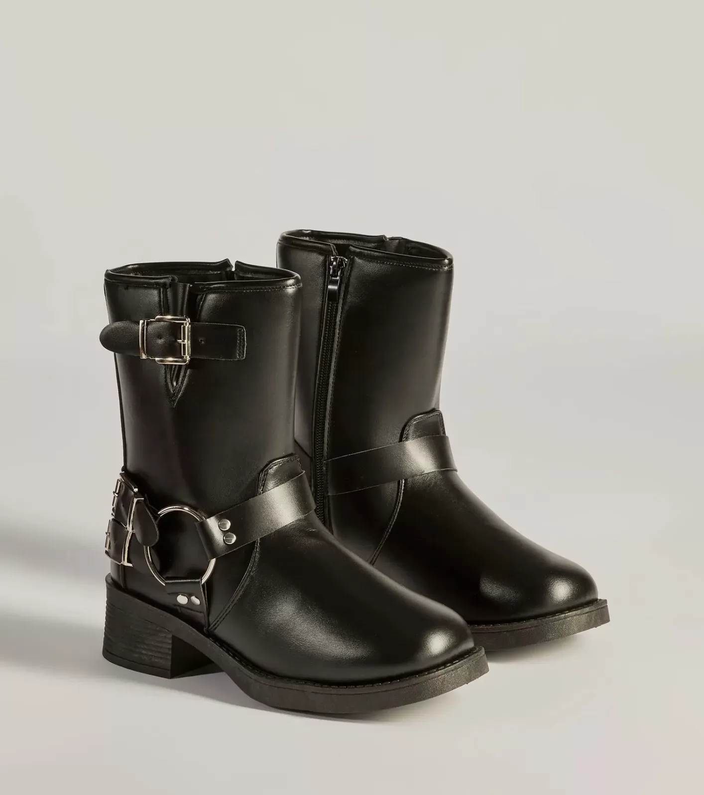 Windsor Feelin' Edgy Buckle Strap Moto Booties BLACK Store