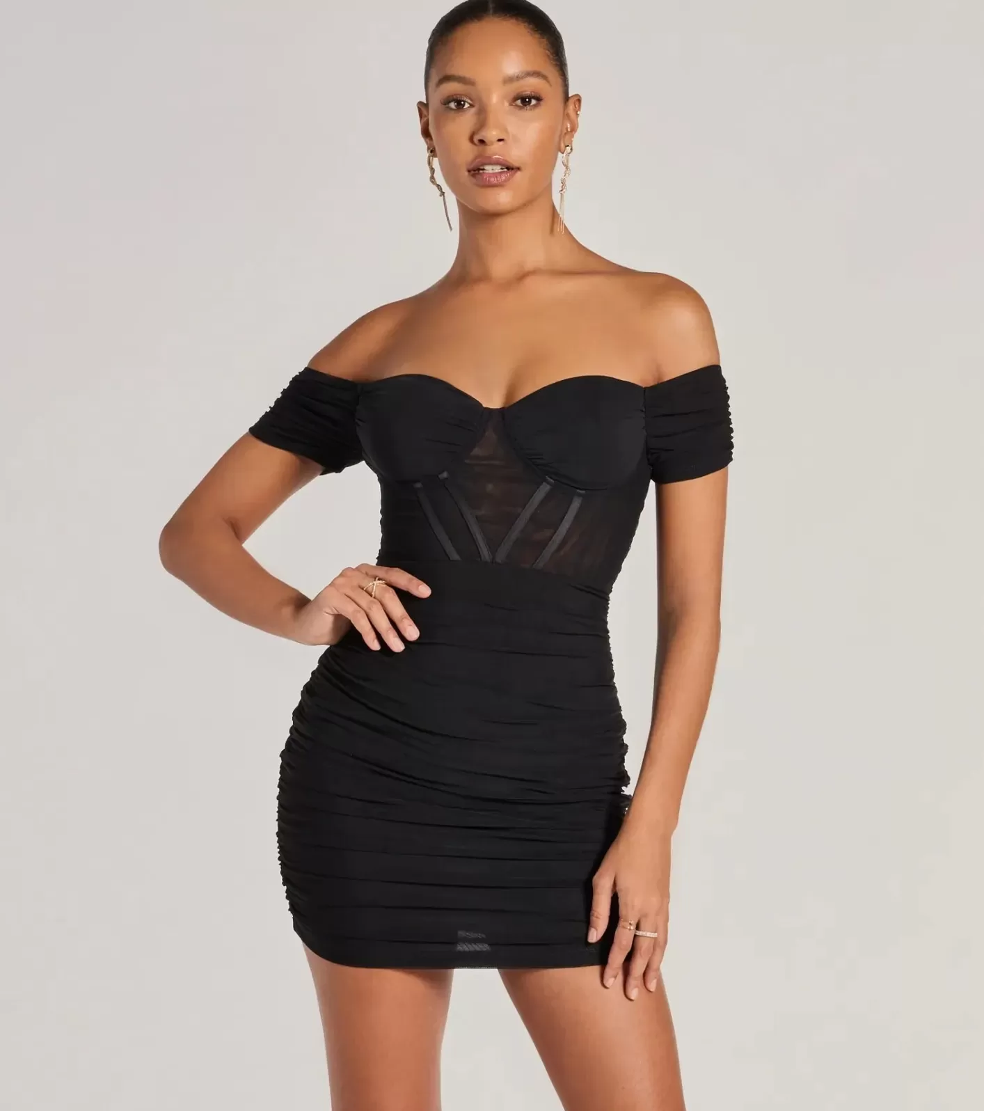 Windsor Flawless 'Fit Corset Bodycon Mini Dress BLACK-2 Flash Sale