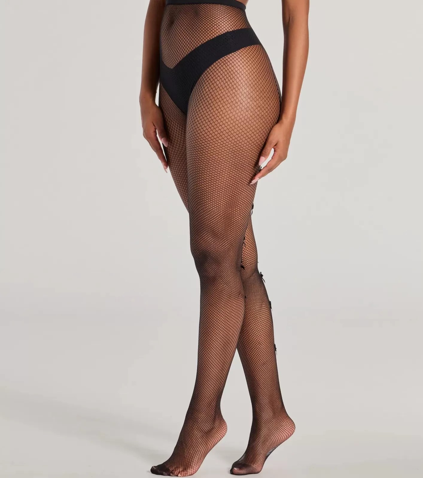 Windsor Flawless Sultry Bow Back Fishnet Tights BLACK Outlet