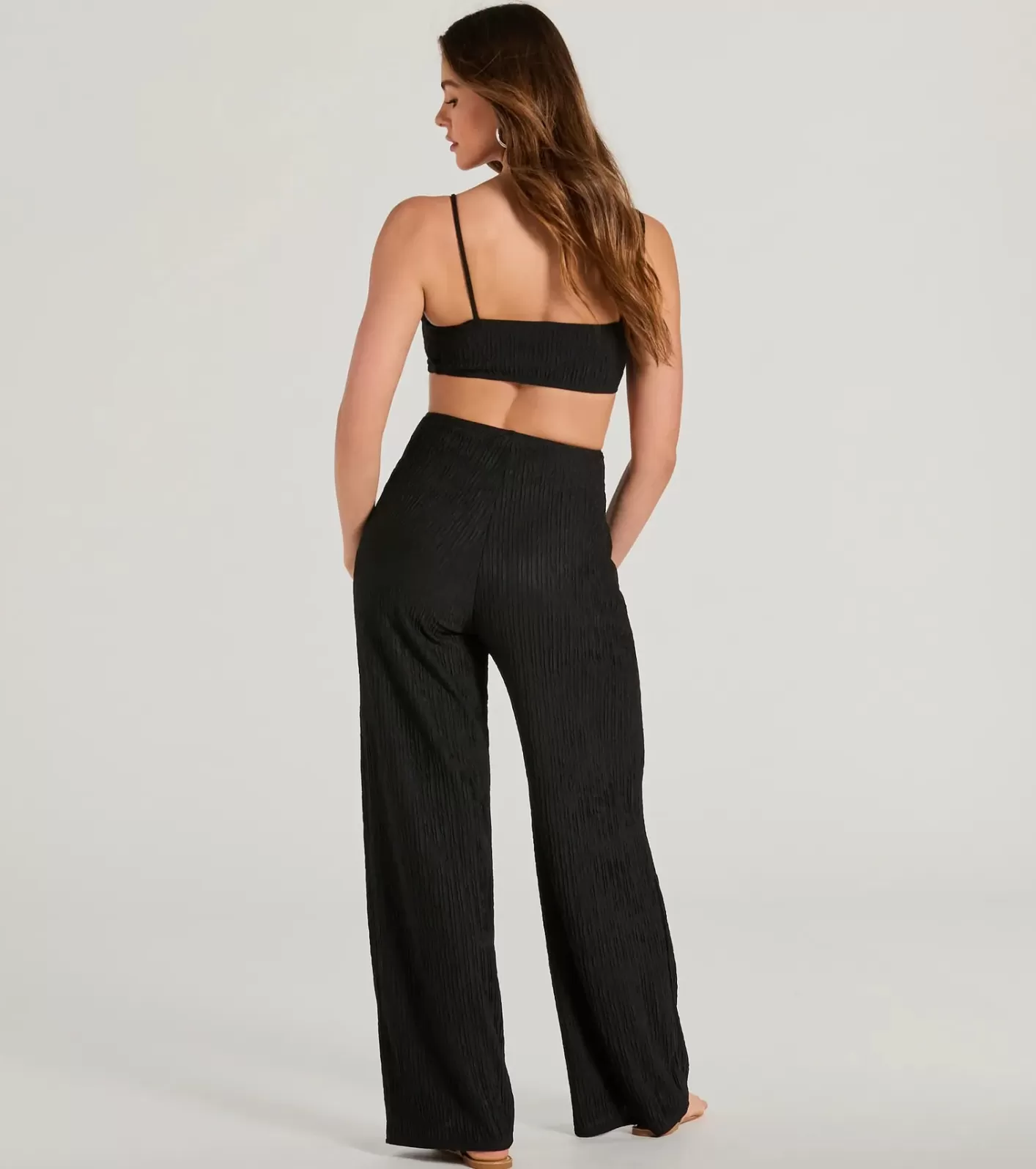 Windsor Flawless Vibes V-Neck Cutout Wide-Leg Jumpsuit BLACK Online