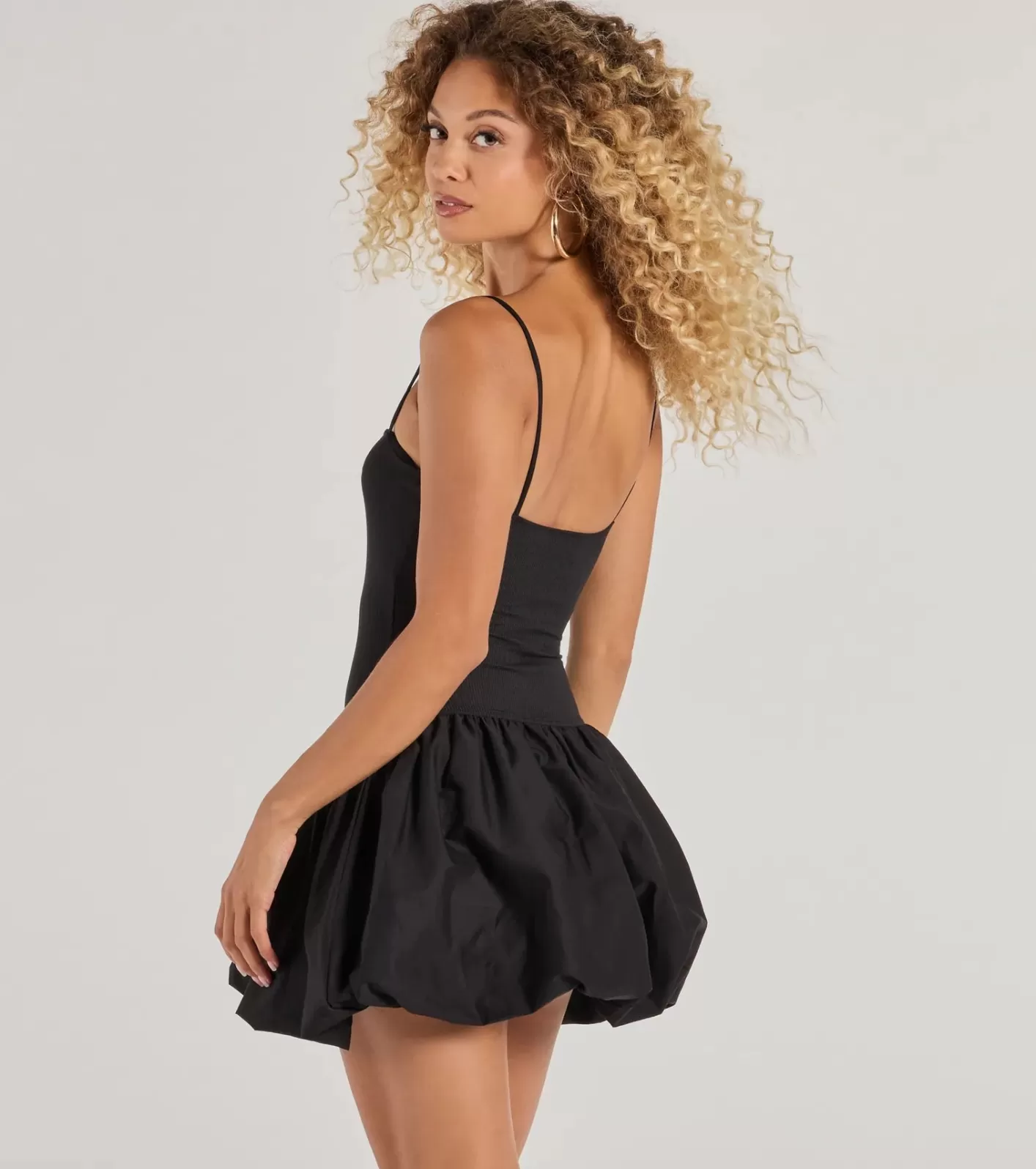 Windsor Flirty Babe Drop Waist Bubble Hem Skater Dress BLACK Best