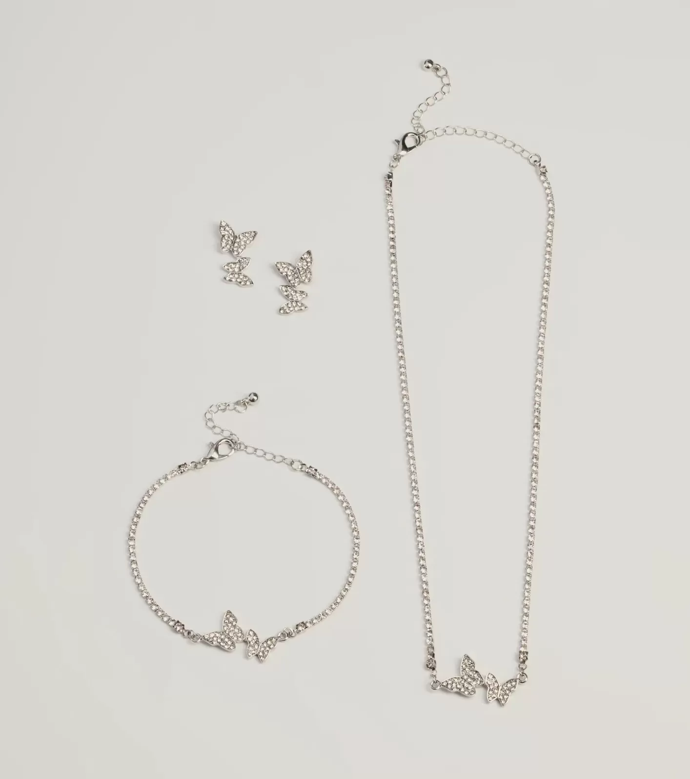 Windsor Fluttering Elegance Rhinestone Butterfly Glam Necklace Set SILVER Outlet