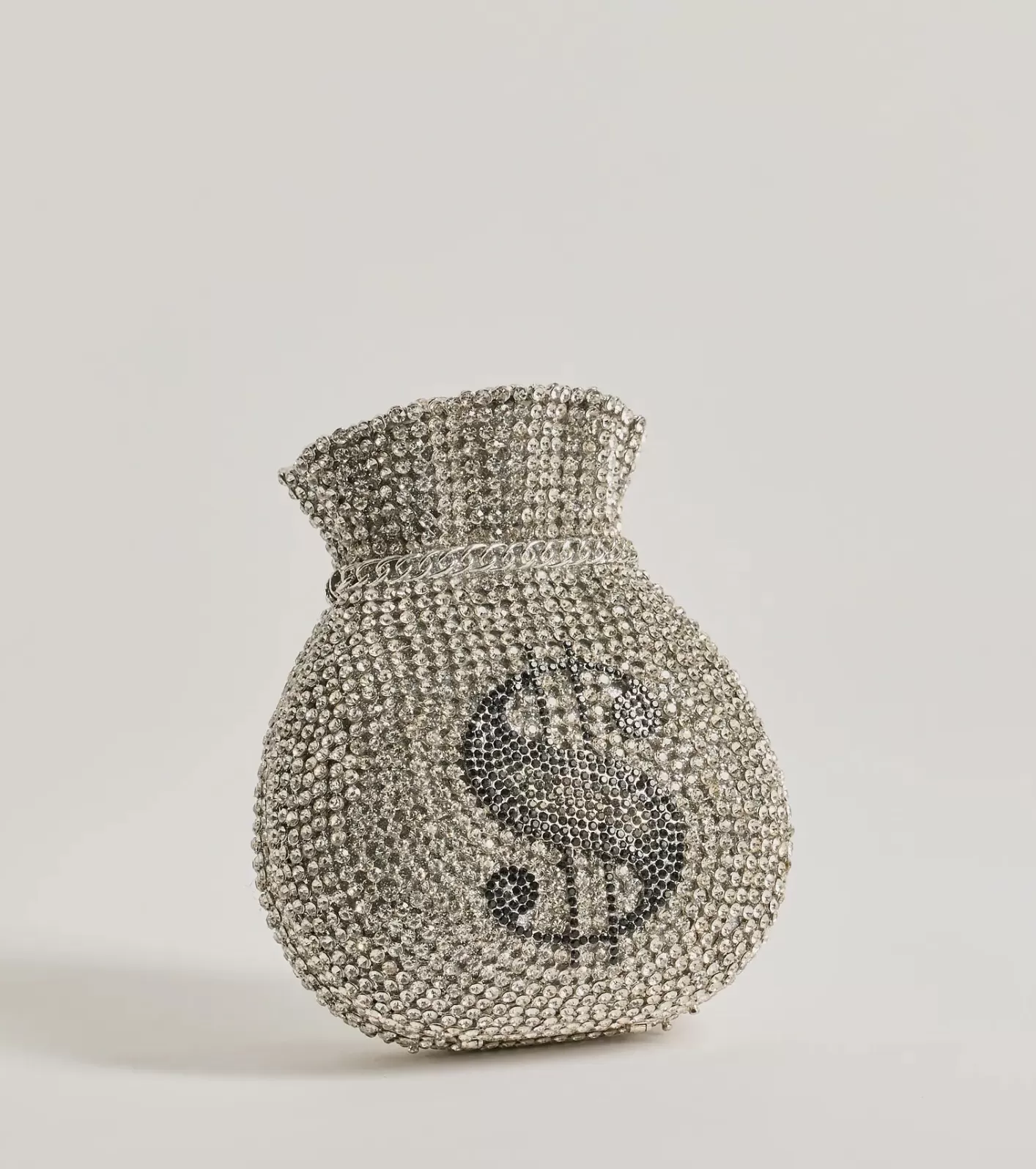 Windsor Get That Money Rhinestone Clutch SILVER Sale