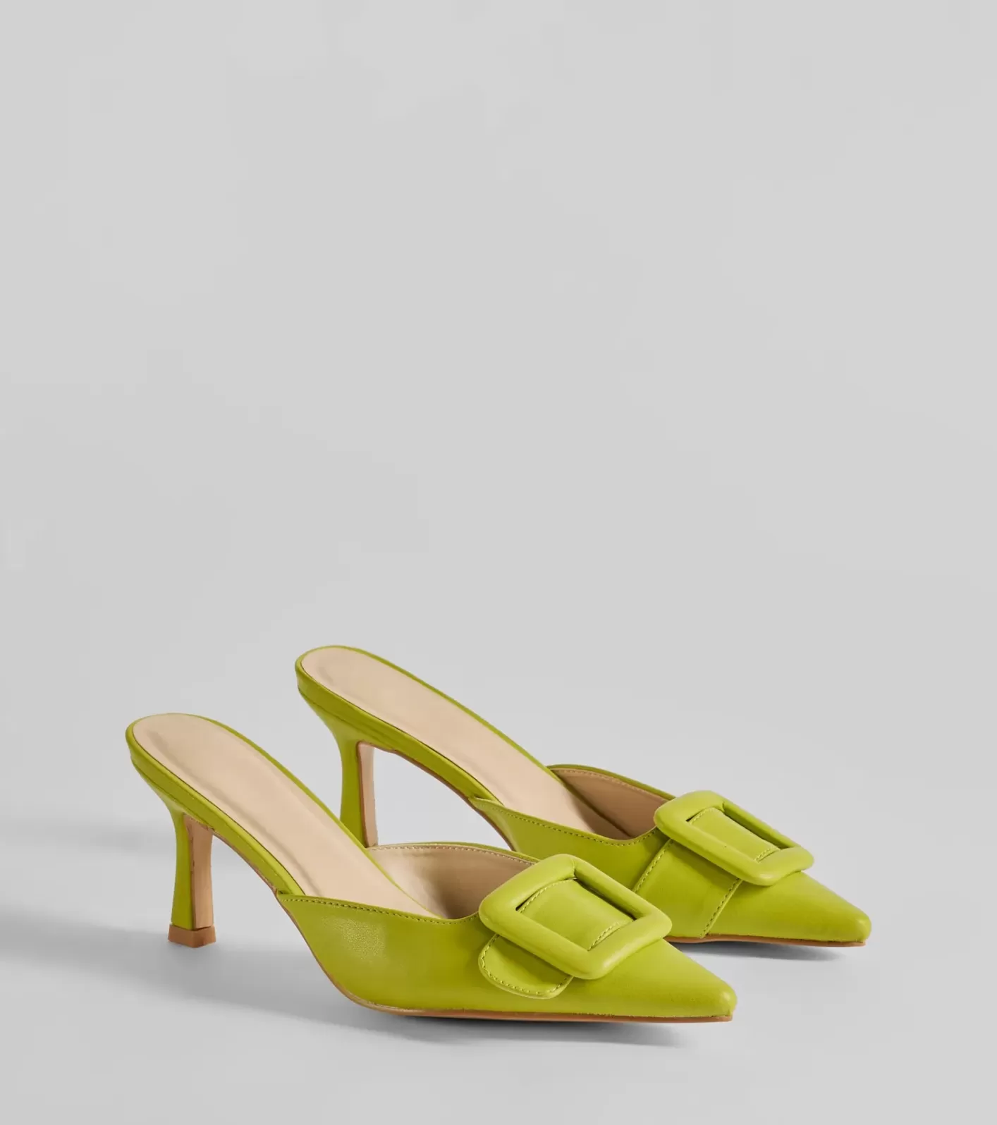 Windsor Get To The Point Belt Closed Toe Stiletto Pumps OLIVE Cheap