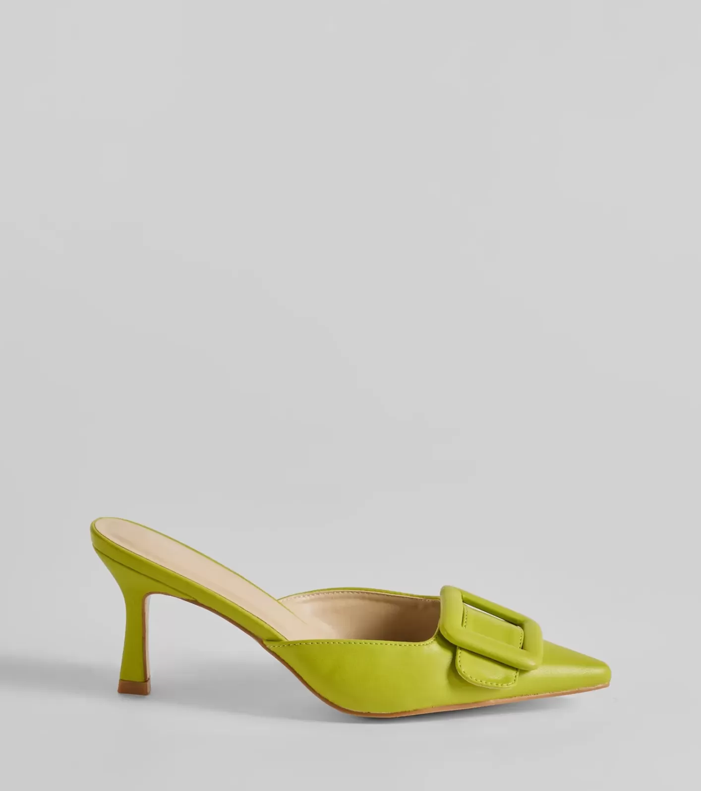 Windsor Get To The Point Belt Closed Toe Stiletto Pumps OLIVE Cheap