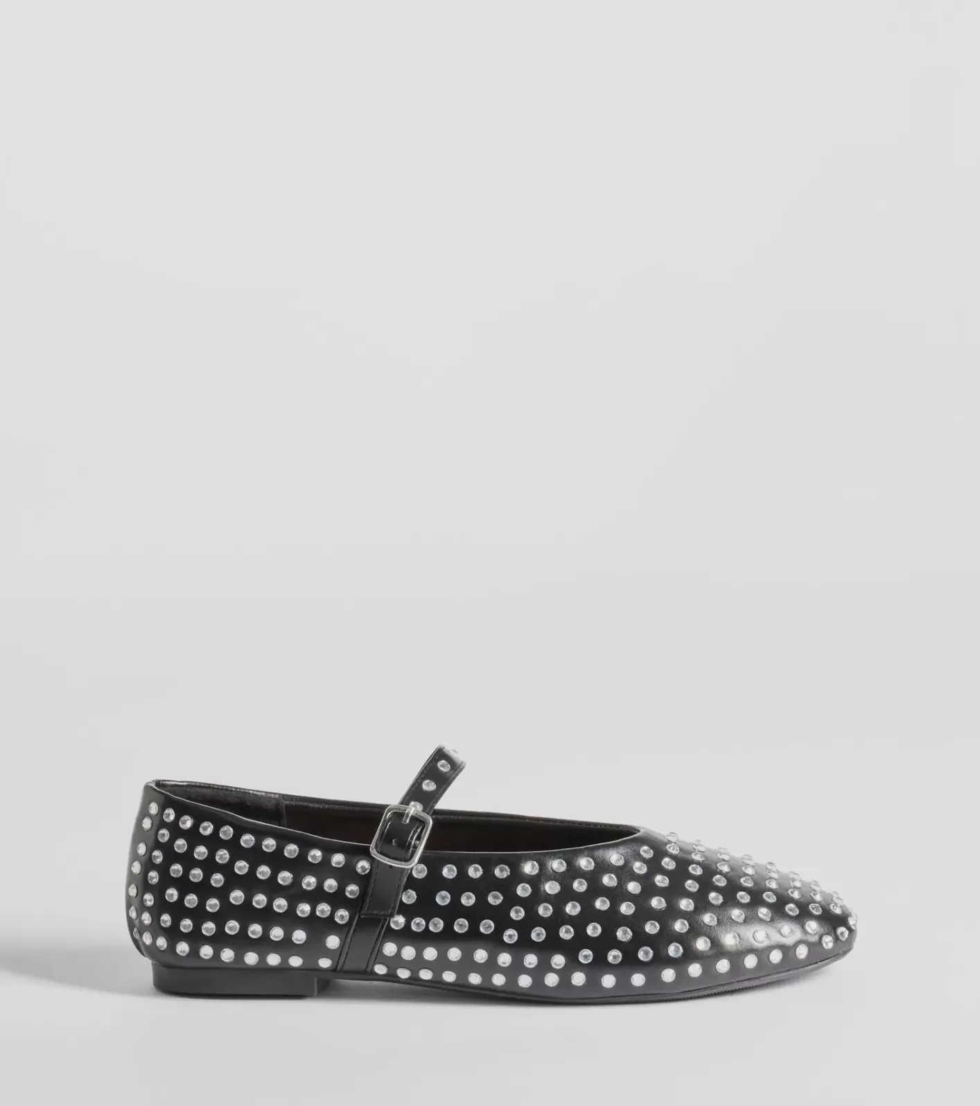 Windsor Glam Chic Rhinestone Faux Leather Ballet Flats BLACK Store