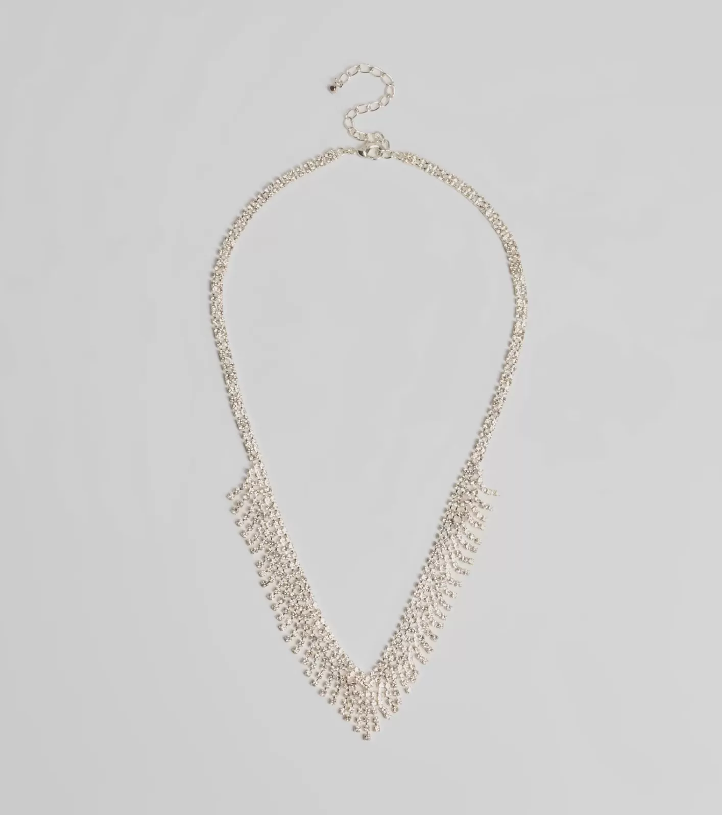 Windsor Glam Edge Rhinestone Fringe Necklace CLEAR Sale