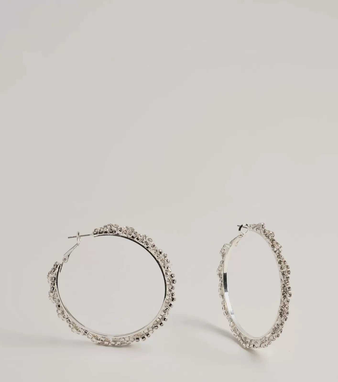 Windsor Glam Glow Rhinestone Twist Hoop Earrings SILVER Sale