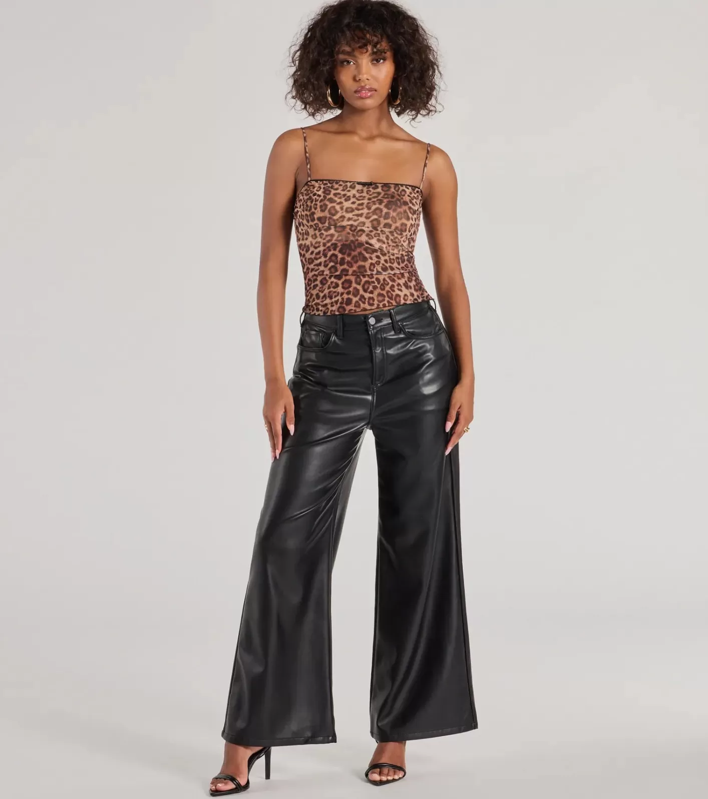 Windsor Glam In Motion Faux Leather Wide-Leg Pants BLACK Shop