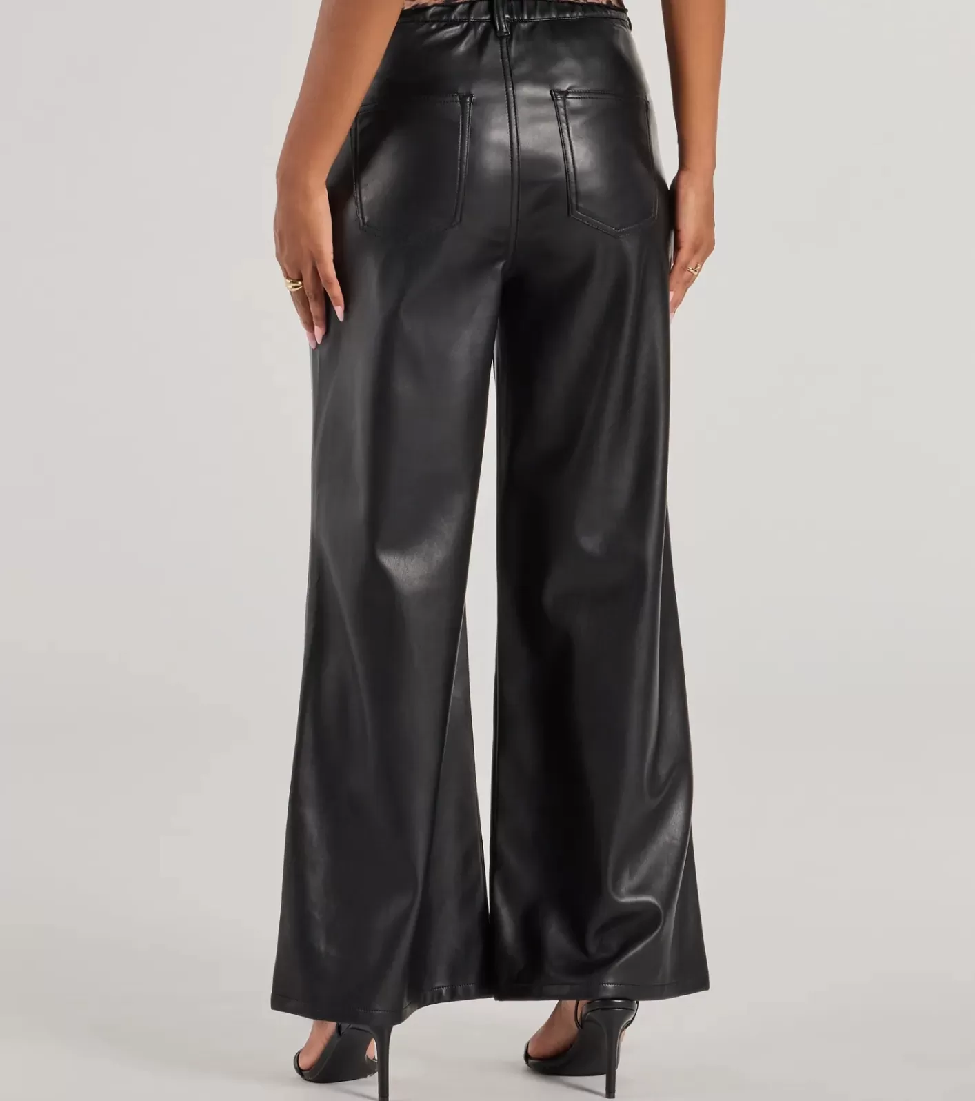 Windsor Glam In Motion Faux Leather Wide-Leg Pants BLACK Shop