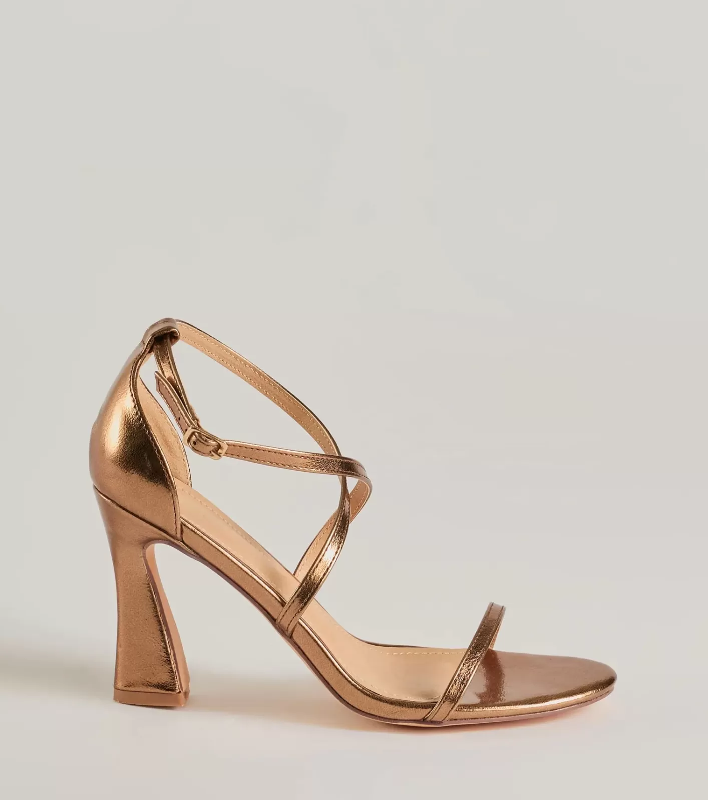 Windsor Glam Plans Strappy Metallic Block Heels BRONZE Discount