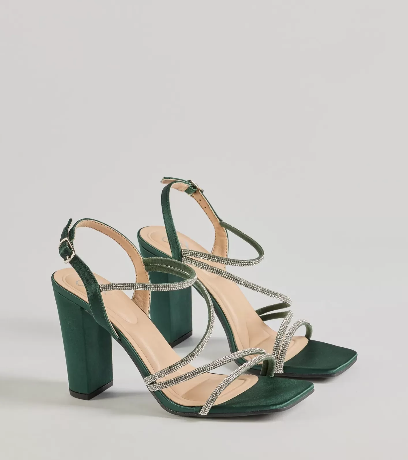 Windsor Glam Status Rhinestone Glitter Mesh Block Heels HUNTER Flash Sale