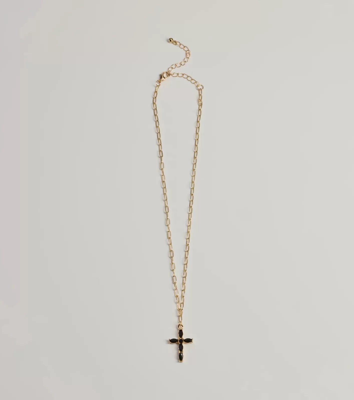 Windsor Glam Trend Gemstone Cross Chain Necklace BLACK Cheap