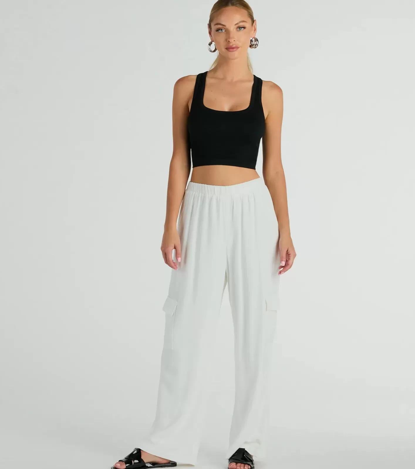 Windsor Golden Hour High-Rise Cargo Wide-Leg Linen Pants IVORY Store