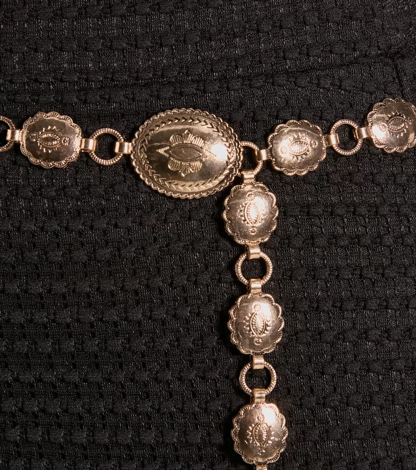 Windsor Golden Sunset Long Concho Chain Belt GOLDOX Discount