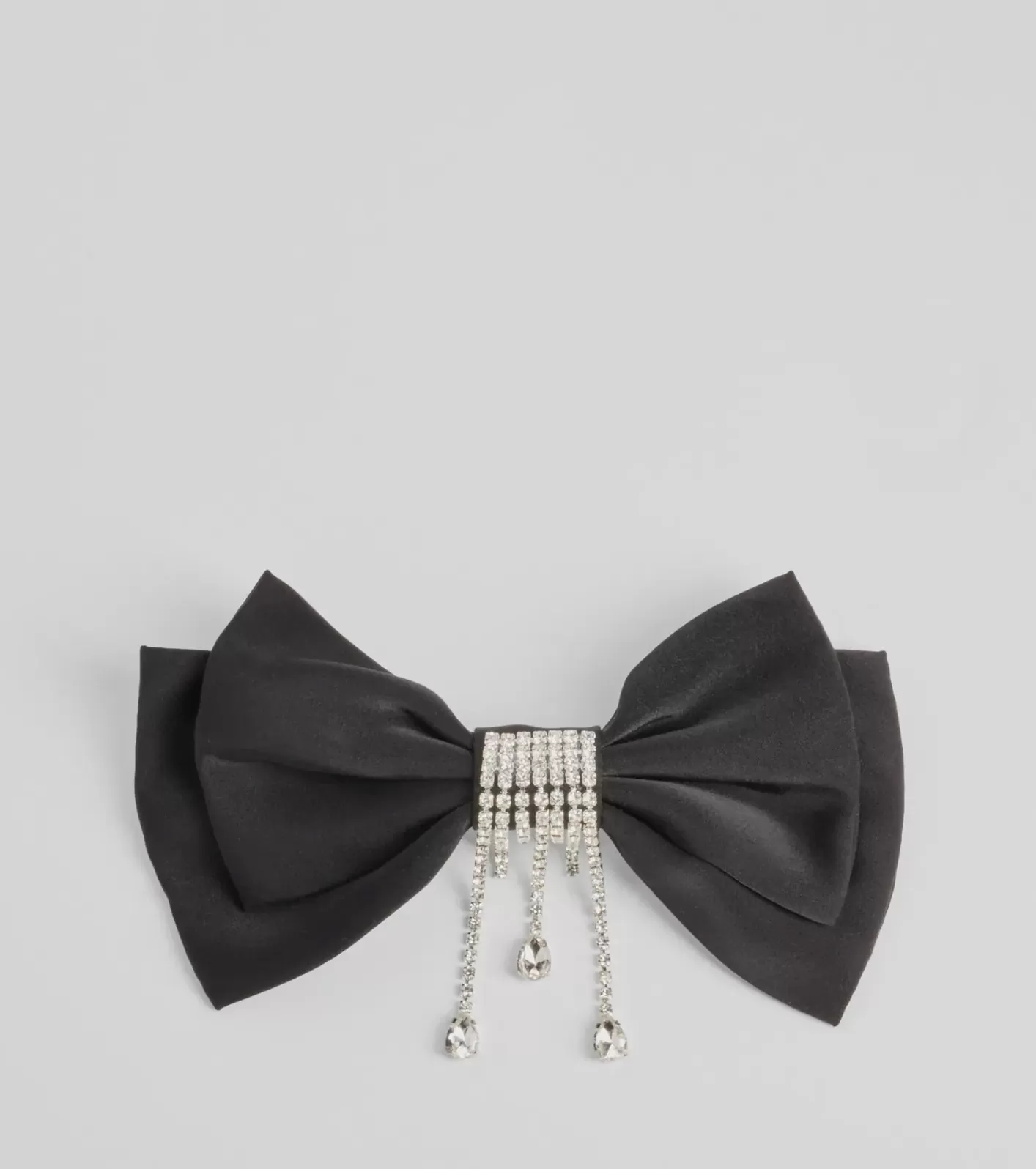 Windsor Graceful Glamour Satin Hair Bow Clip BLACK Discount