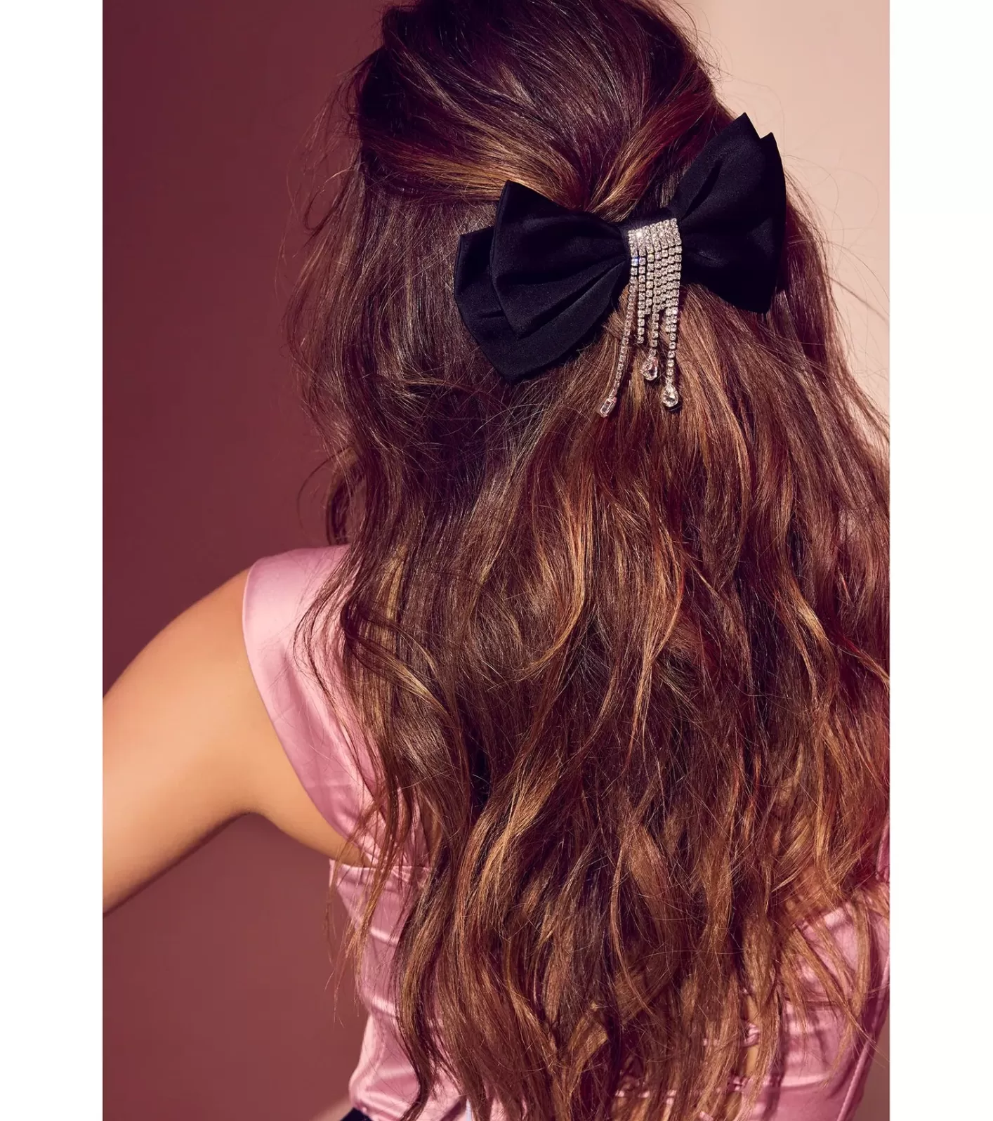 Windsor Graceful Glamour Satin Hair Bow Clip BLACK Discount