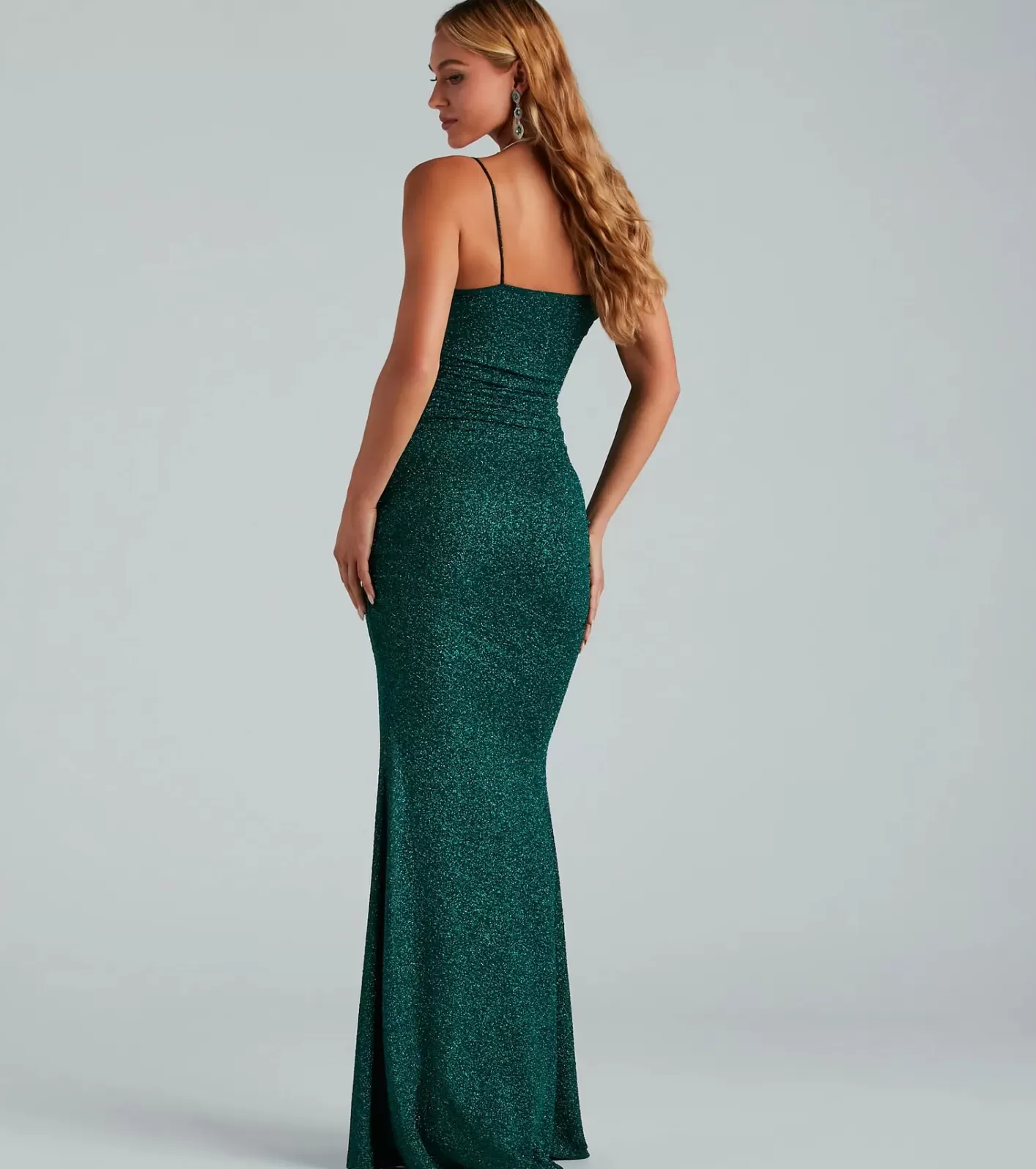Windsor Hayden Ruched Glitter Knit Mermaid Dress HUNTER Fashion