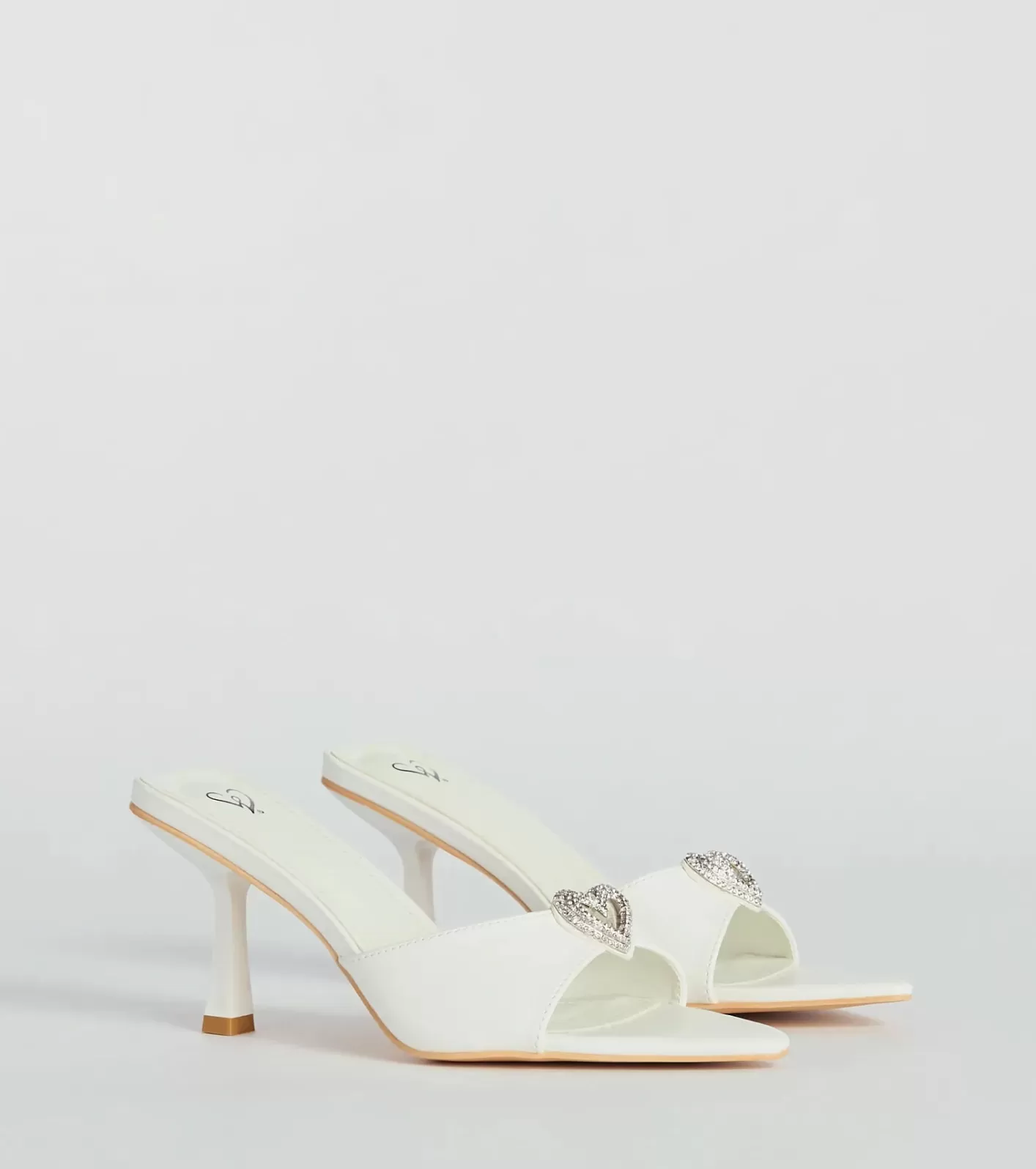 Windsor Heart Stopper Rhinestone Faux Leather Stiletto Heels WHITE Fashion