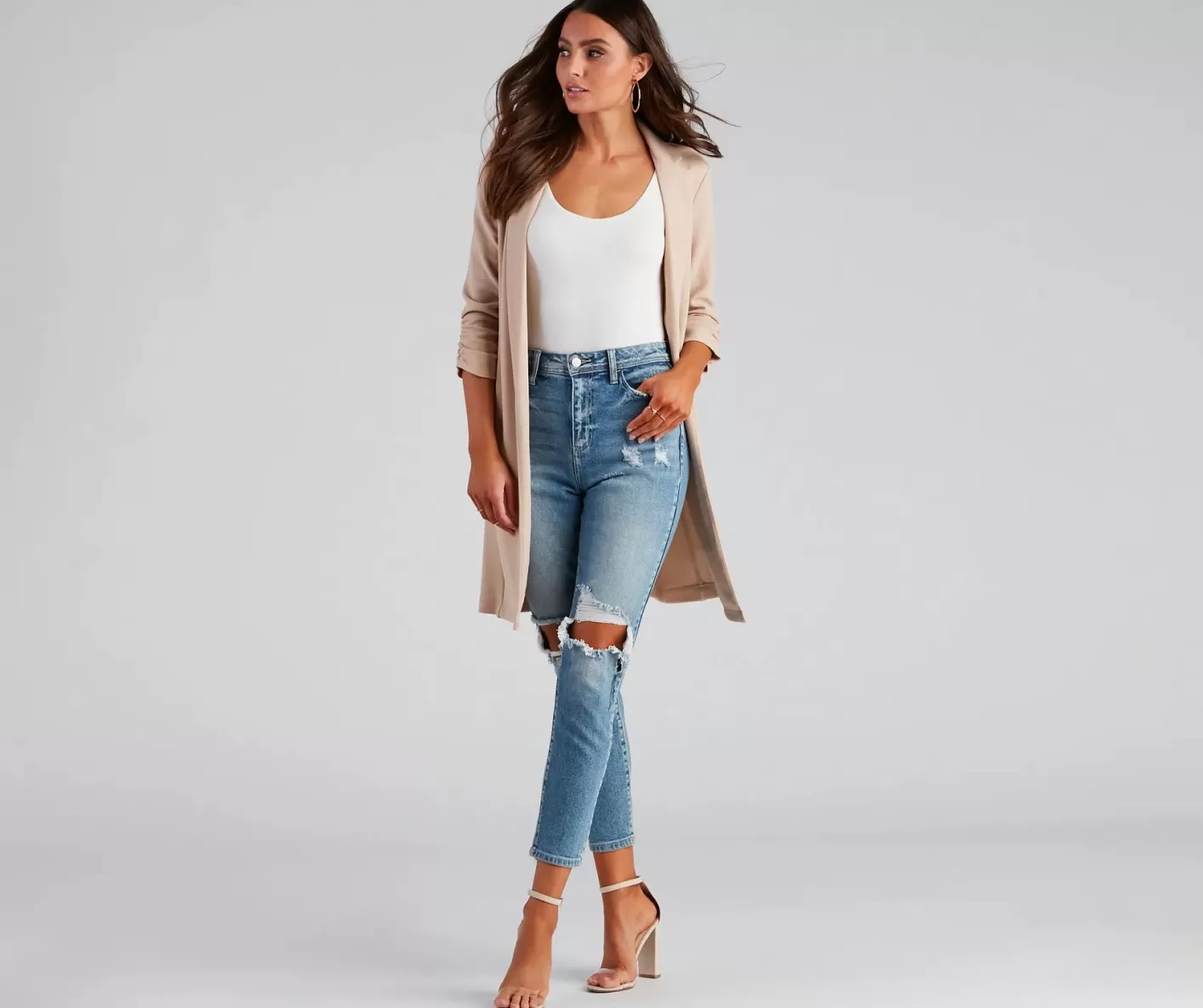Windsor High-Rise Distressed Mom Skinny Jeans MEDIUMDENIM New