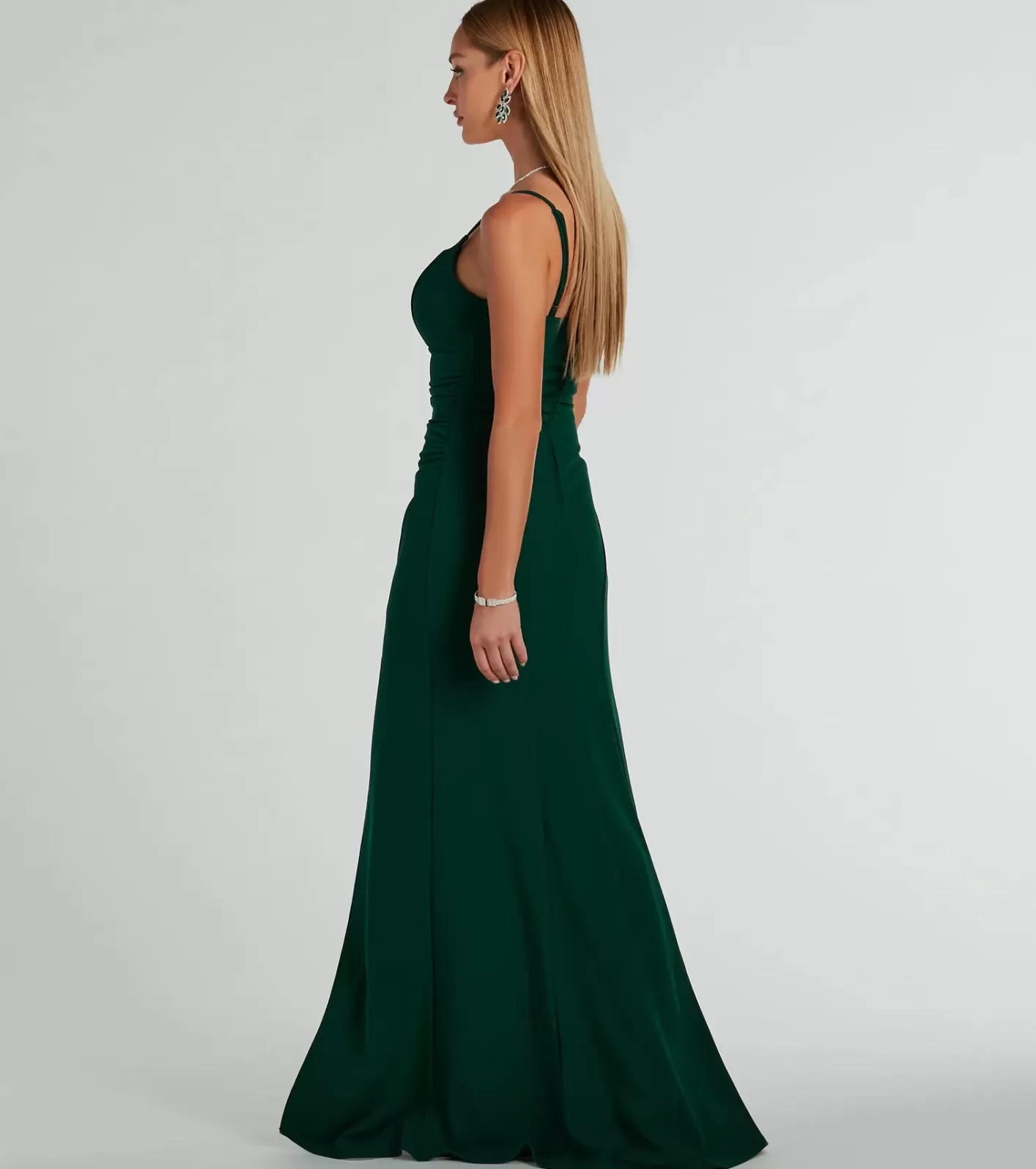 Windsor Hillary Sweetheart A-Line Crepe Formal Dress HUNTER Cheap