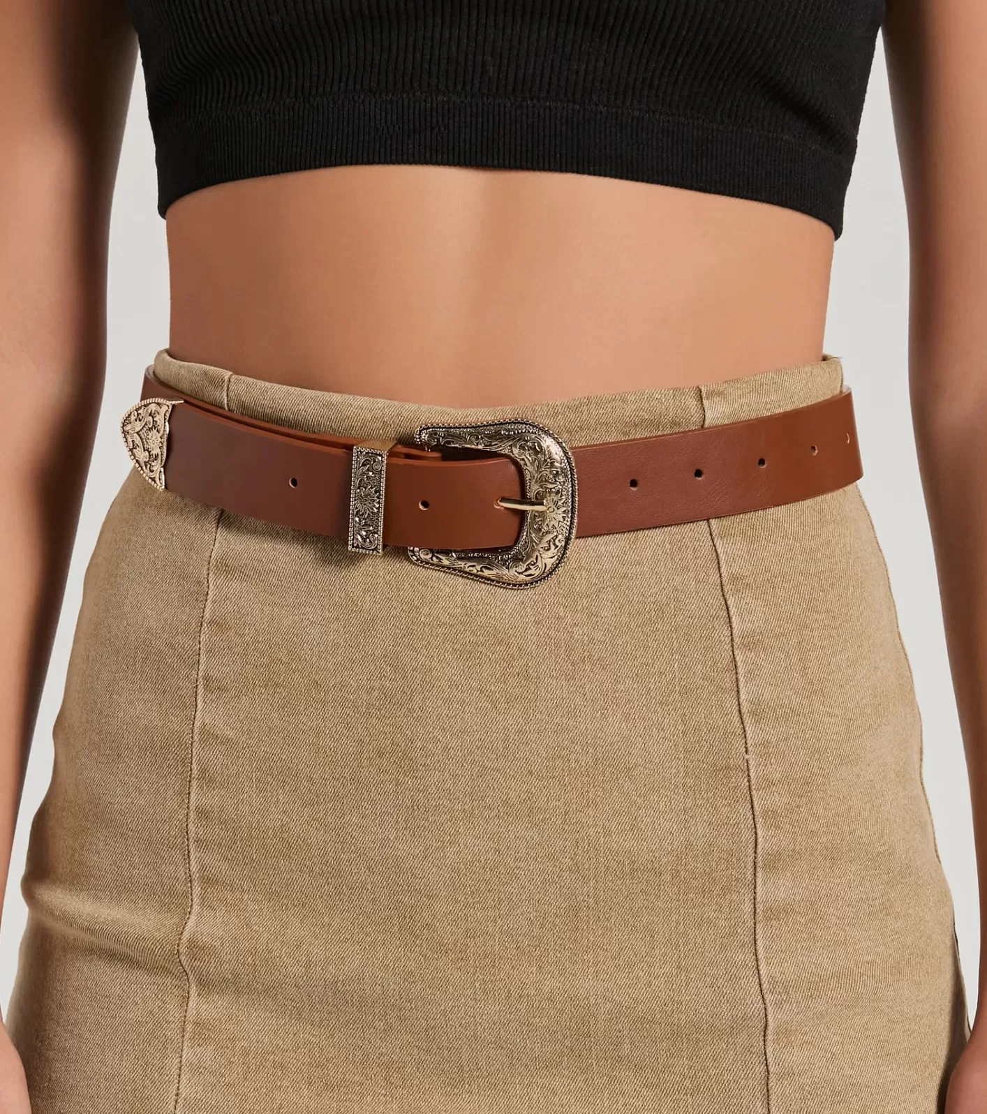 Windsor Home On The Range Faux Leather Western Belt COGNAC Store