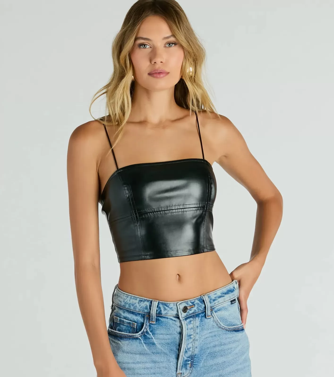 Windsor Hot And Dangerous Faux Leather Crop Top BLACK Store