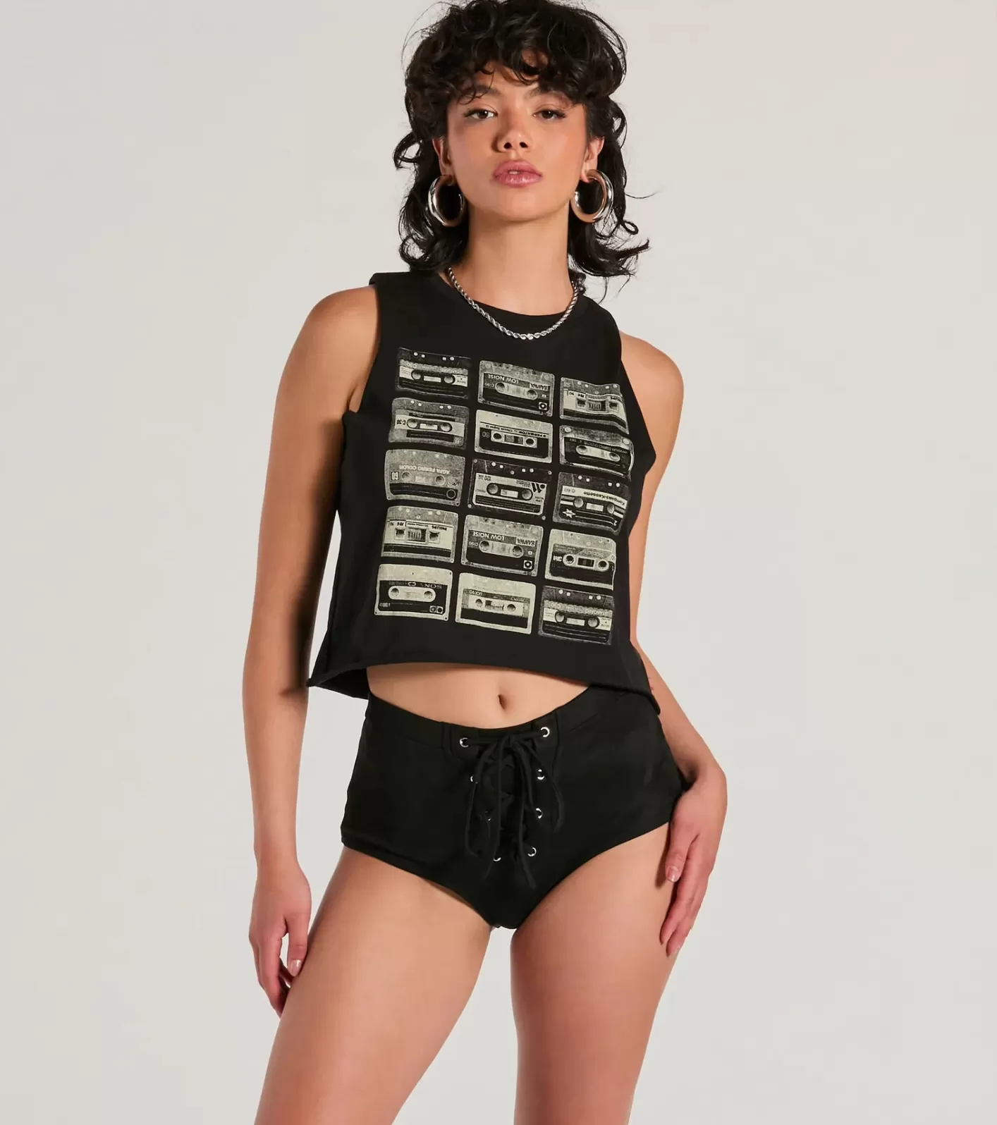 Windsor Hottie On The Fly Lace-Up Faux Suede Micro Shorts BLACK New
