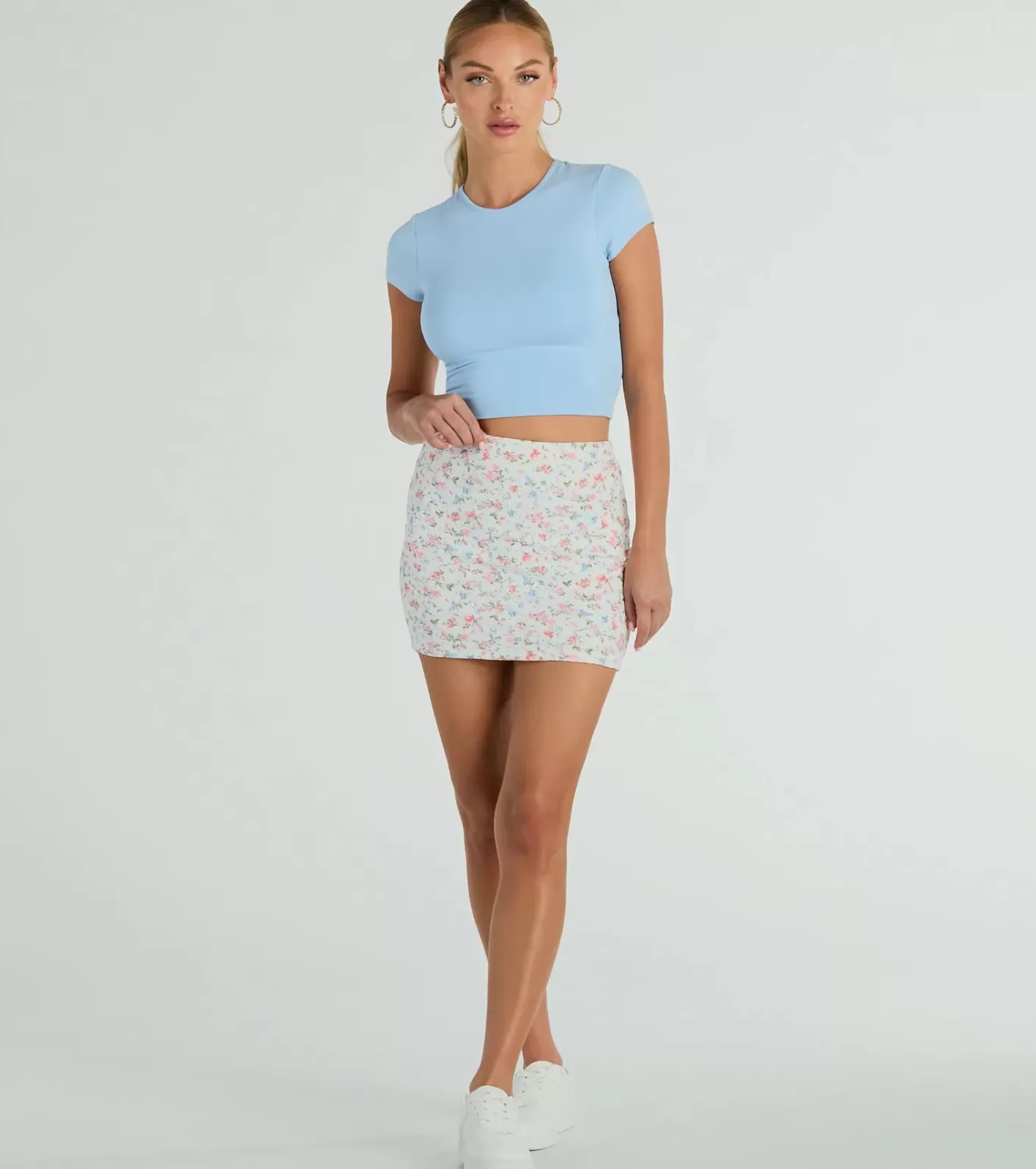 Windsor In The Valley High Rise Floral Eyelet Mini Skirt IVORY Online