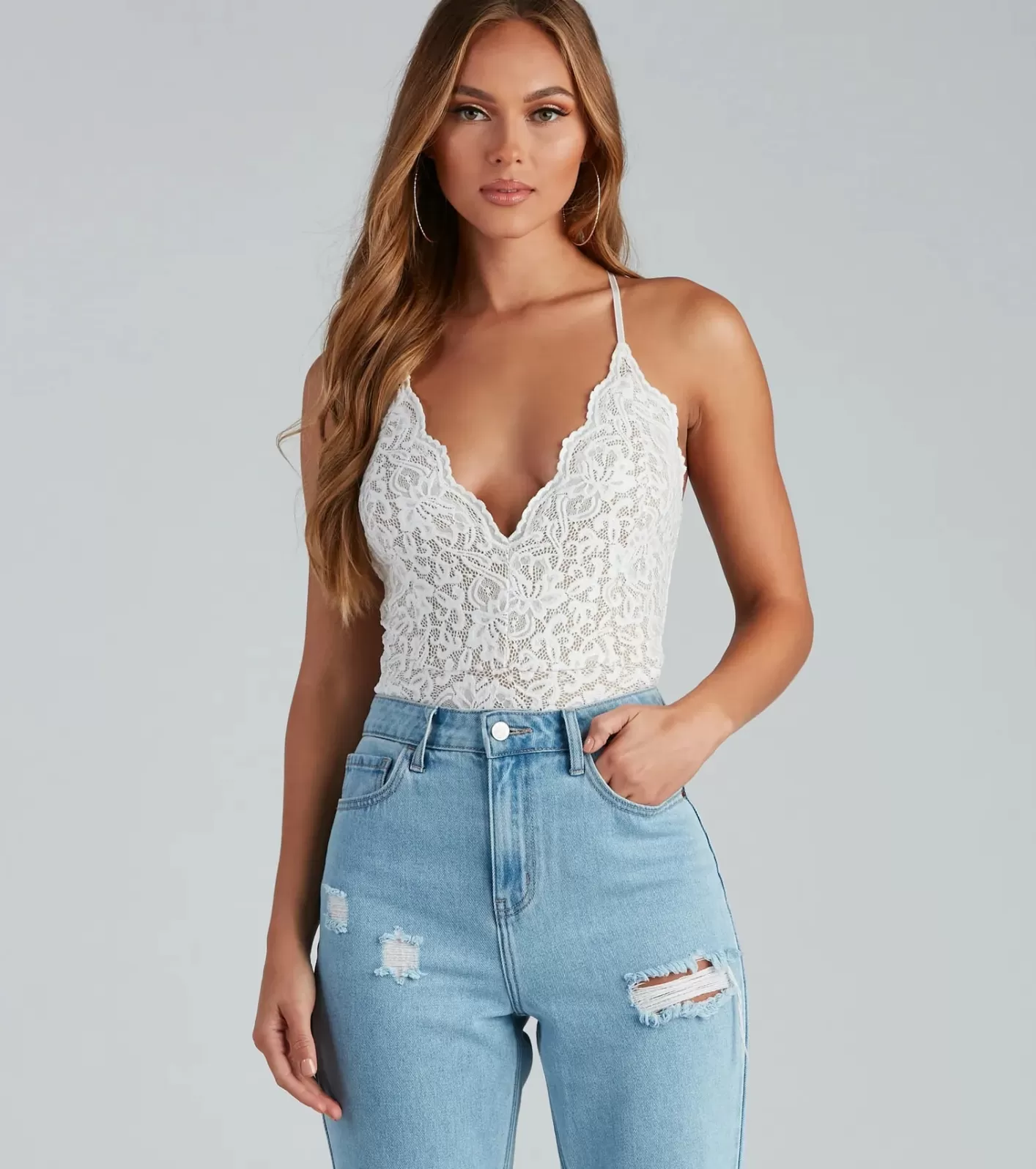 Windsor Irresistible Lace Bodysuit IVORY Flash Sale