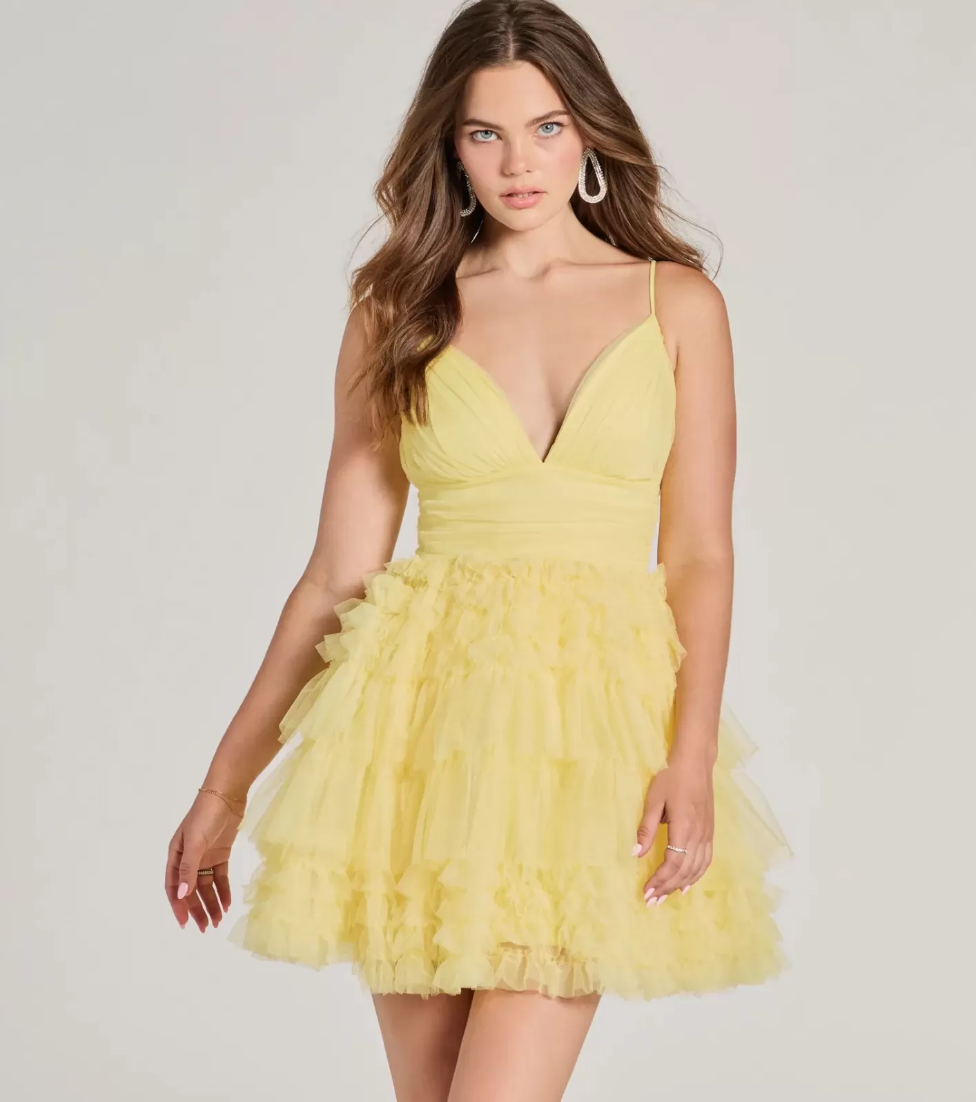 Windsor Katalina V-Neck Ruffle A-Line Party Dress YELLOW Online