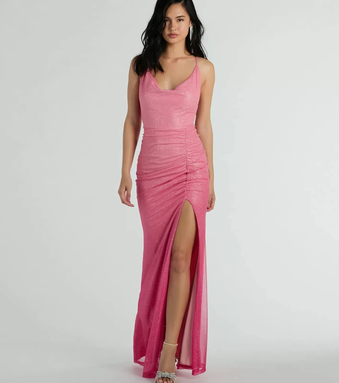 Windsor Kate Strappy Back Ombre Glitter Formal Dress PINK Sale