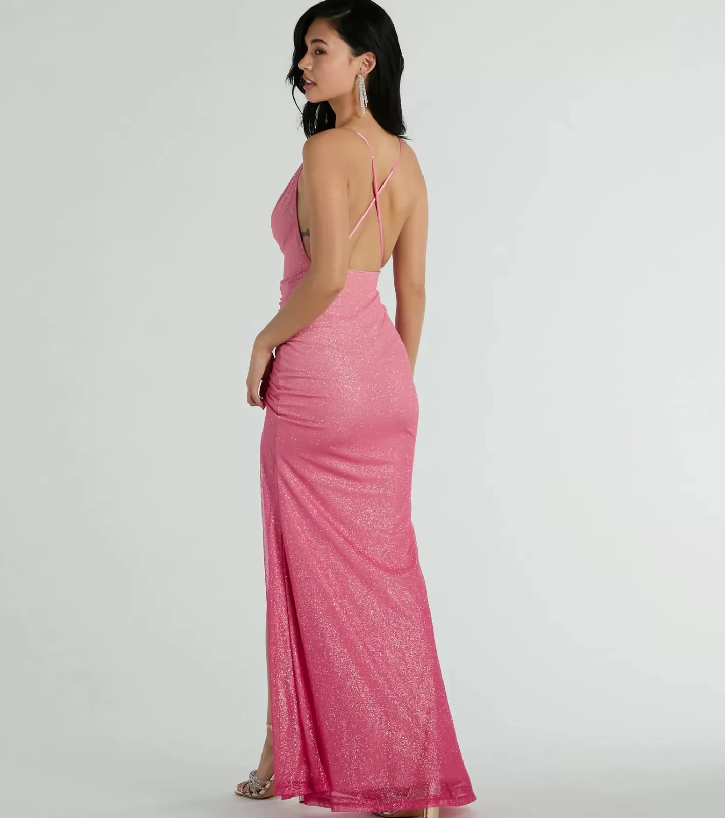 Windsor Kate Strappy Back Ombre Glitter Formal Dress PINK Sale
