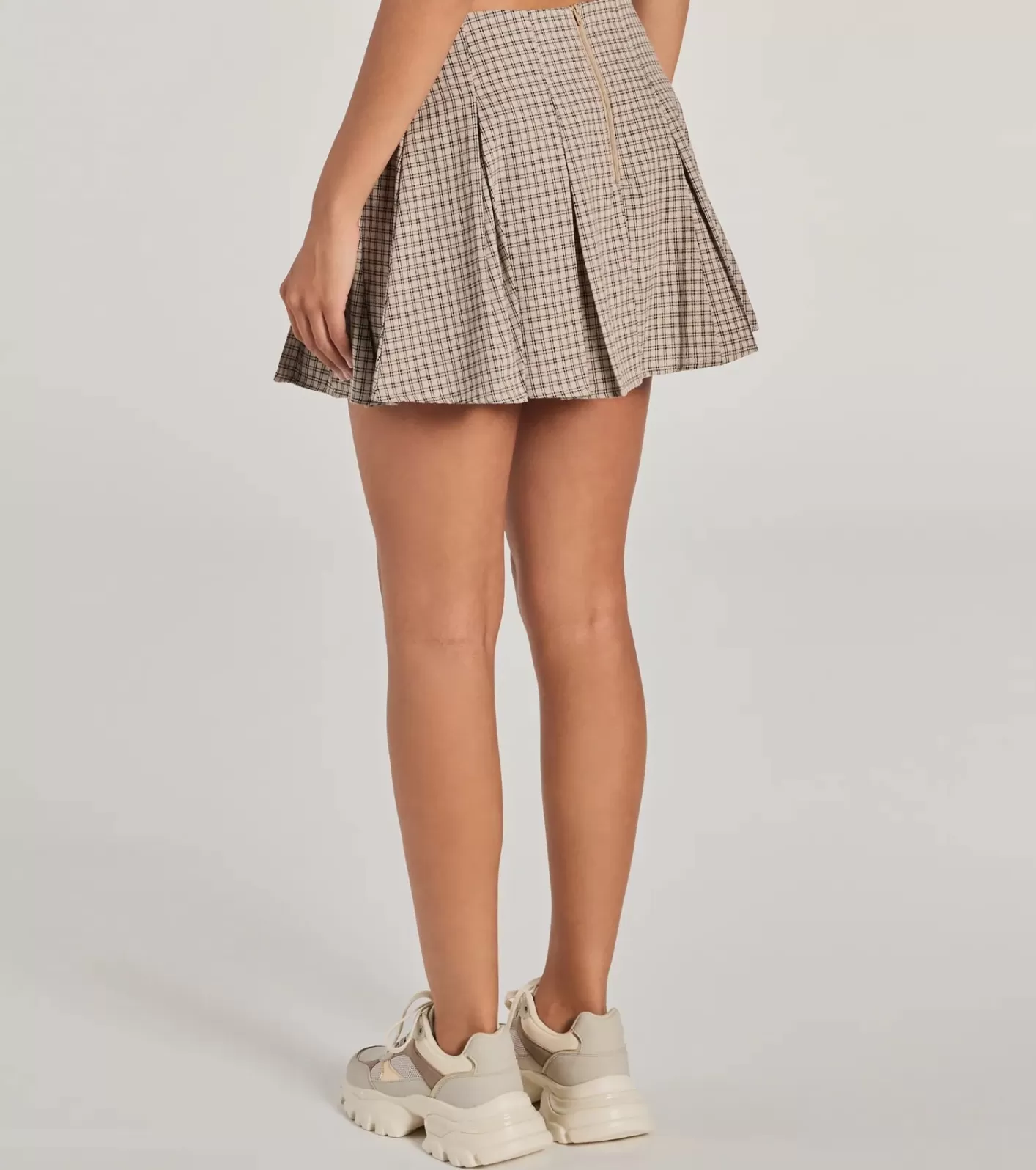 Windsor Keep On Charming High-Rise Plaid Linen Skort TAUPE Best