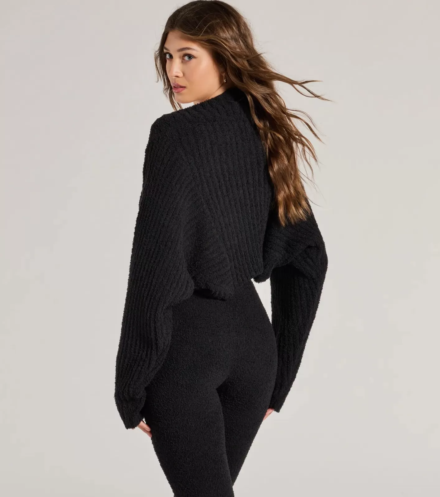 Windsor Keepin' It Cozy Chenille Knit Bolero BLACK Clearance