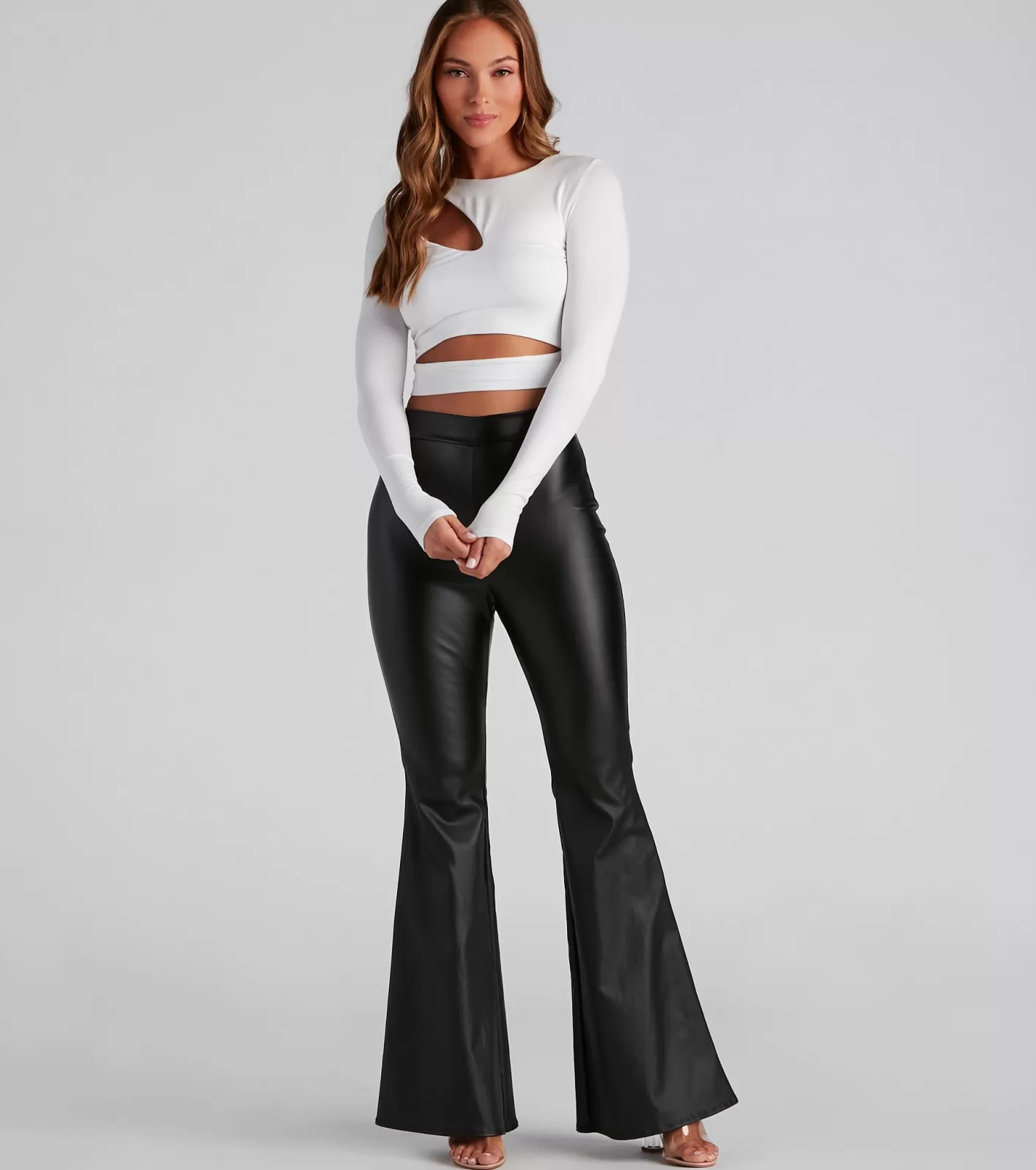 Windsor Keeping Knit Bold Cutout Crop Top WHITE-2 Hot