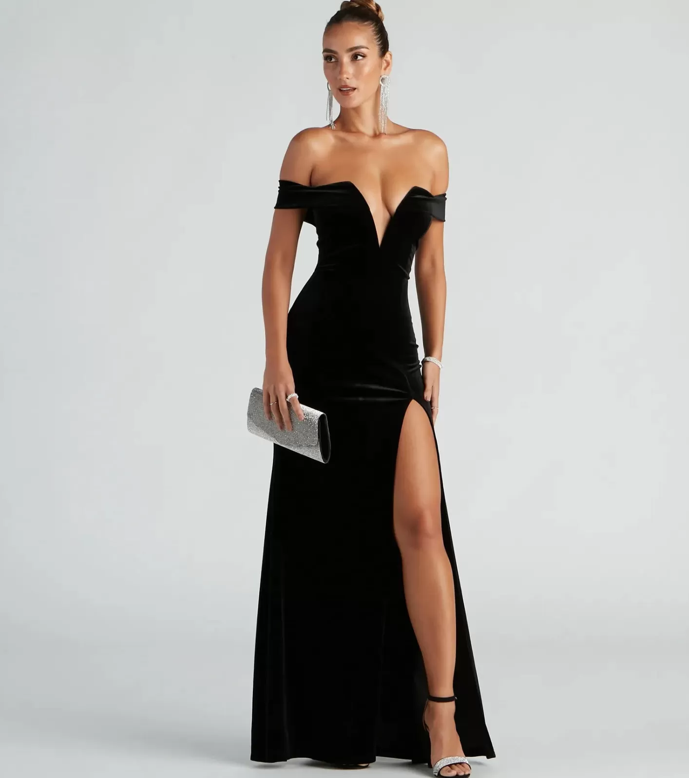 Windsor Kerri Formal Velvet Mermaid Dress BLACK Cheap
