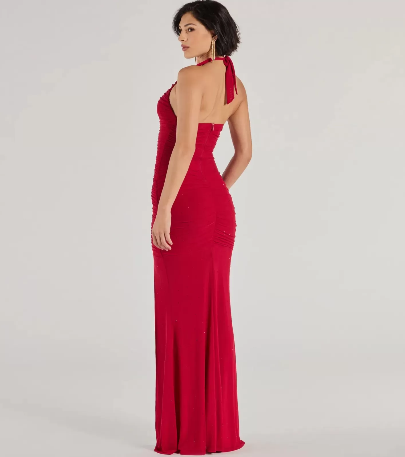 Windsor Kindra High-Slit Mermaid Halter Dress RED Shop