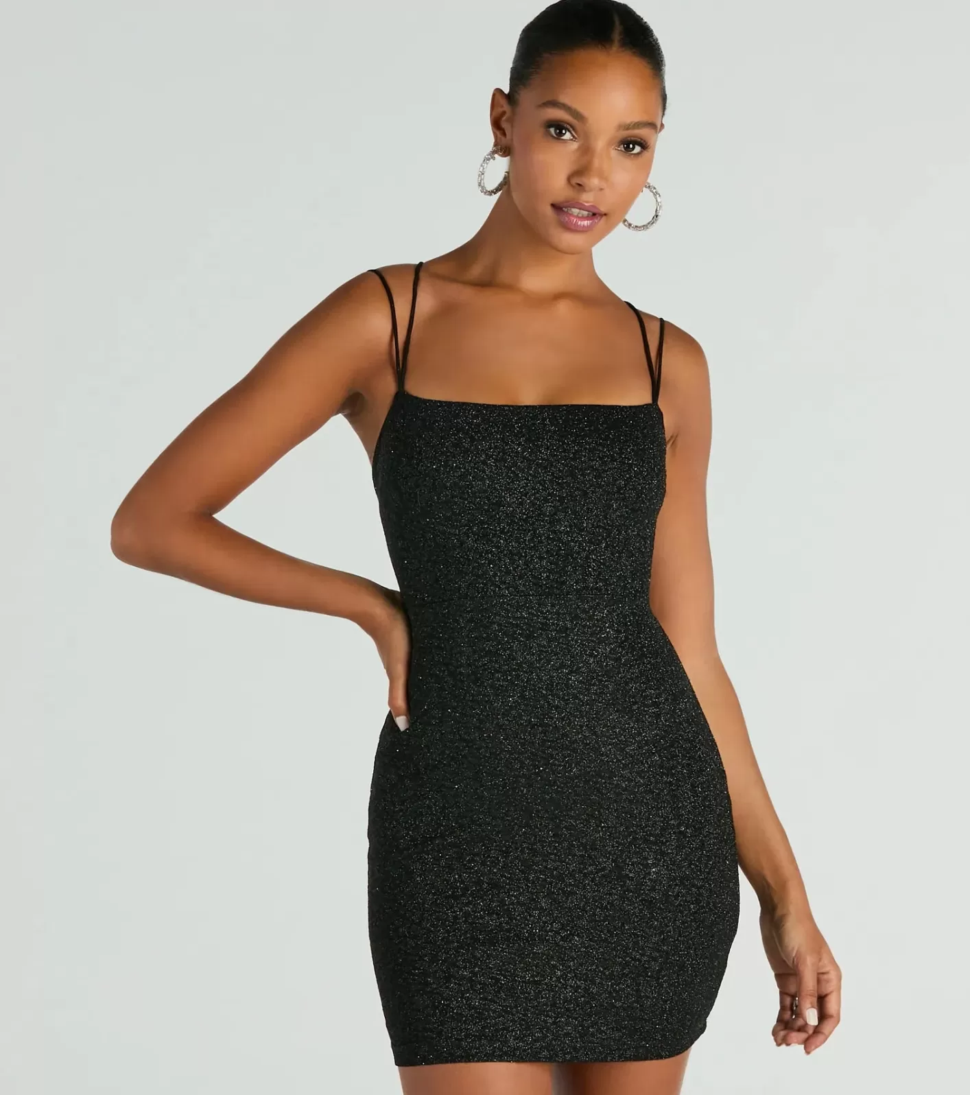 Windsor Lace Me Up Glitter Mini Dress BLACK Shop