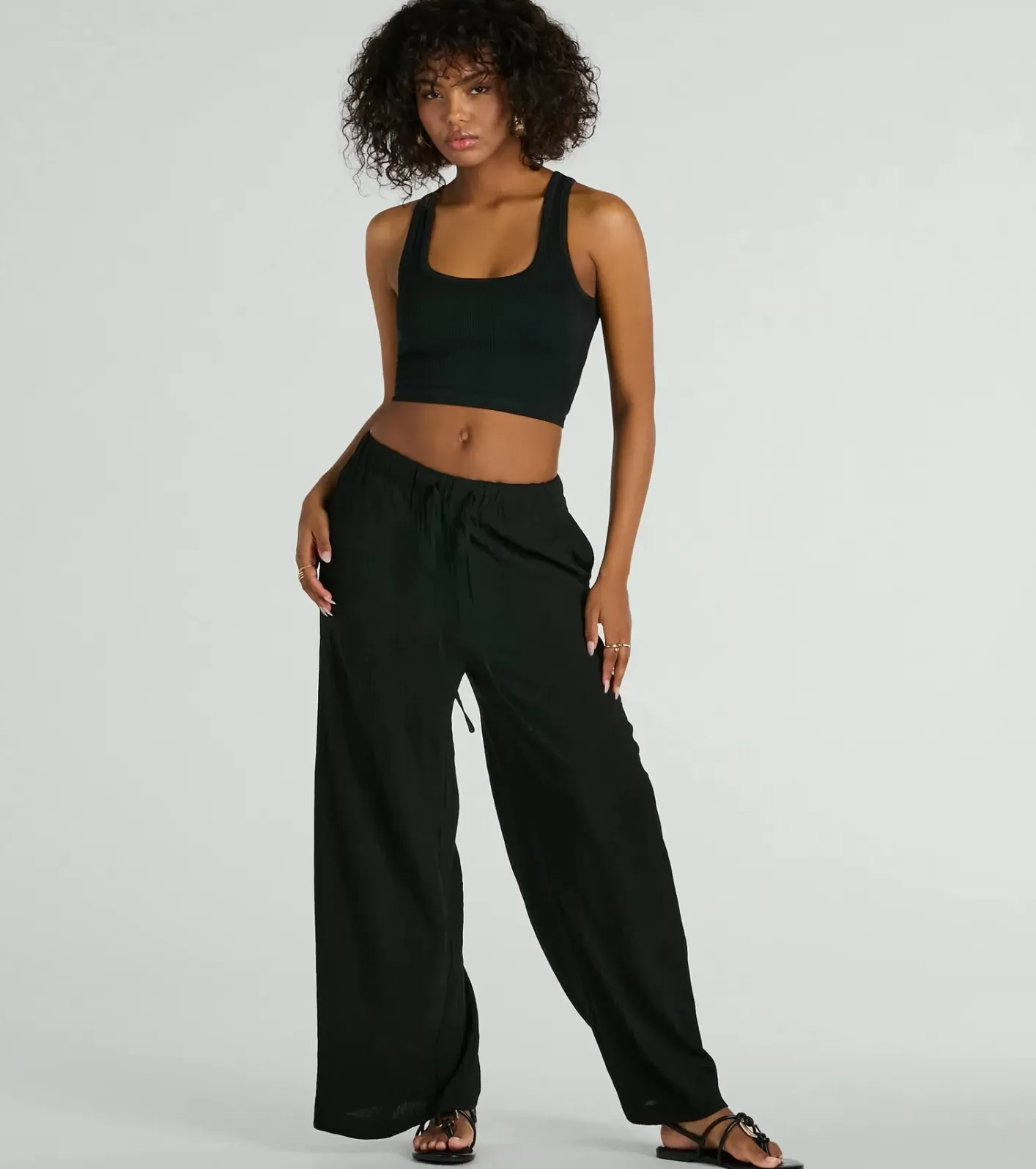 Windsor Laid Back Cutie High-Rise Wide-Leg Pants BLACK Shop