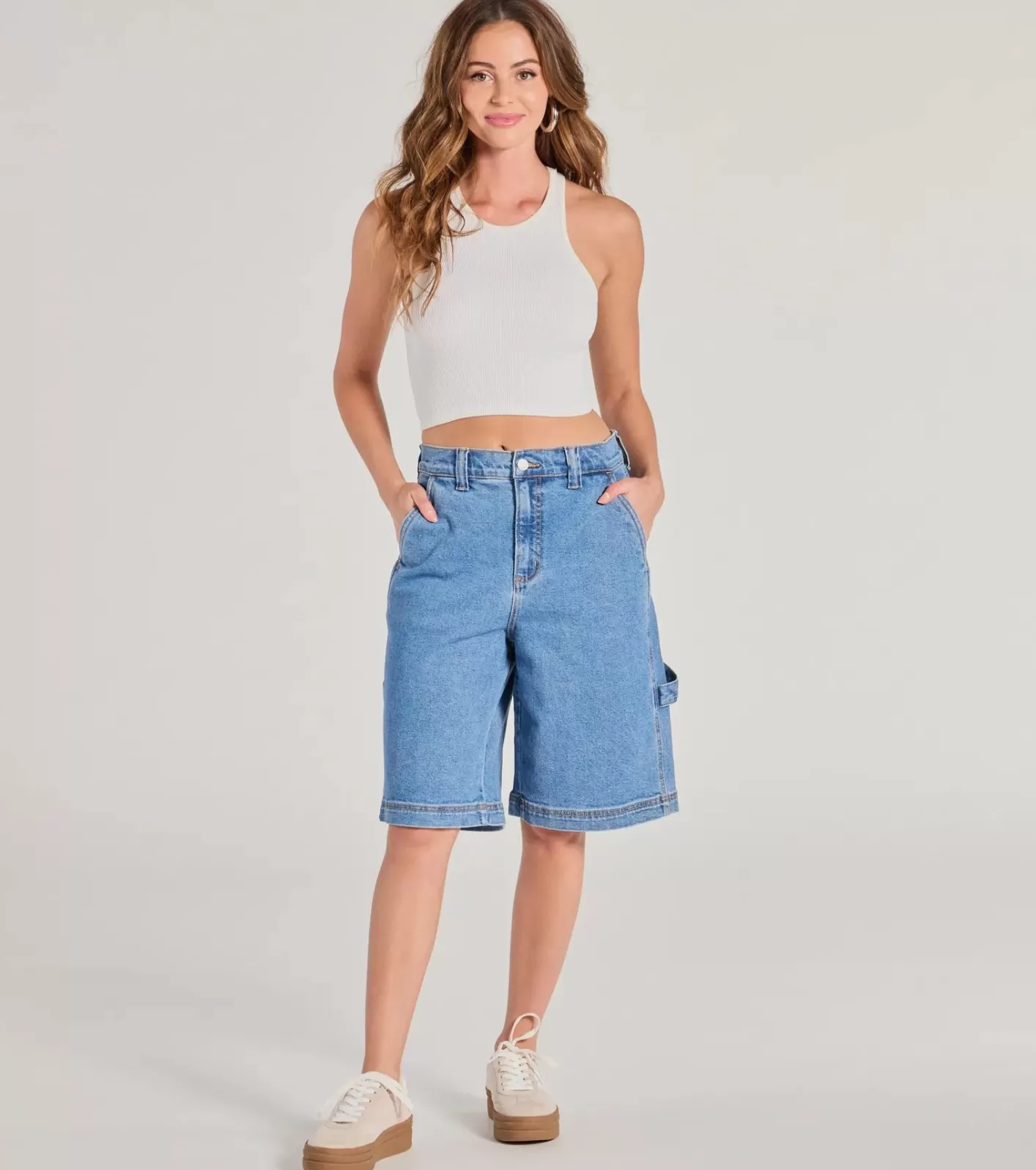 Windsor Latest Trend Mid-Rise Denim Jorts MEDIUMDENIM Cheap