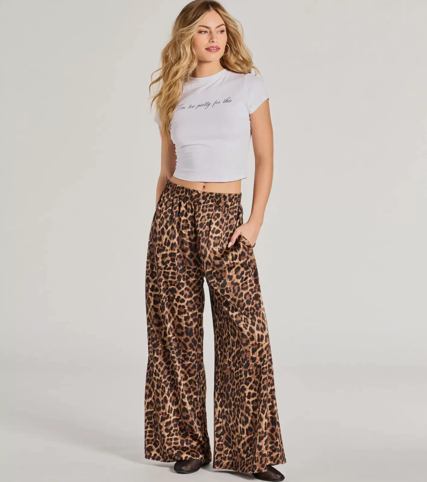 Windsor Lavish Print Palazzo Wide Leg Pants LEOPARD Shop