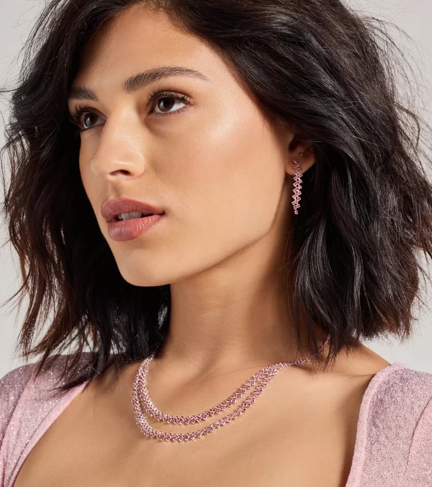 Windsor Layered Rhinestone Radiance Necklace Set PINK Best