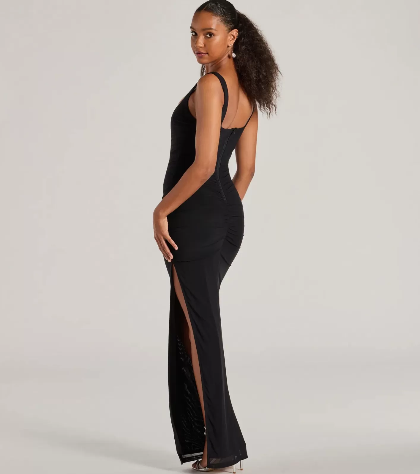 Windsor Layne Square Neck Slim Mesh Formal Dress BLACK Discount