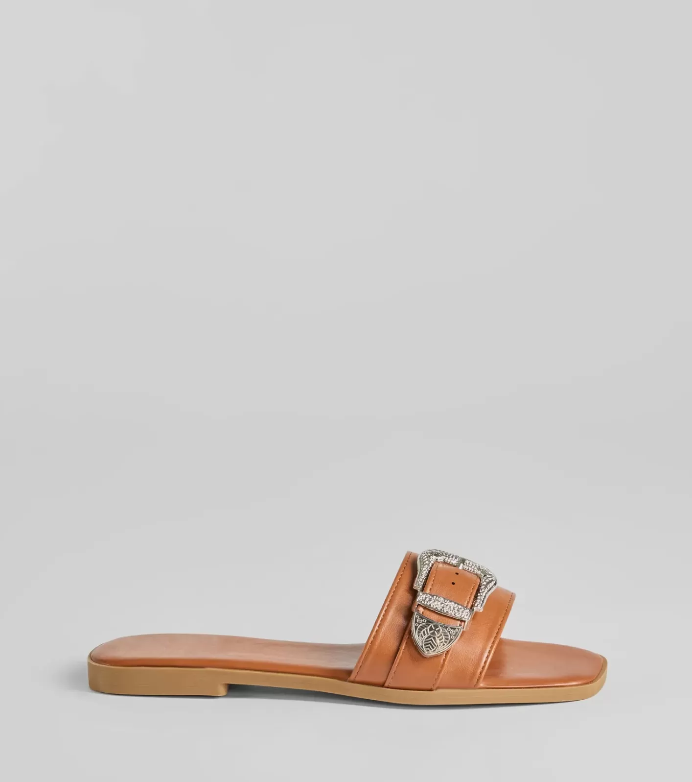 Windsor Legendary Style Western Buckle Faux Leather Sandals TAN Cheap