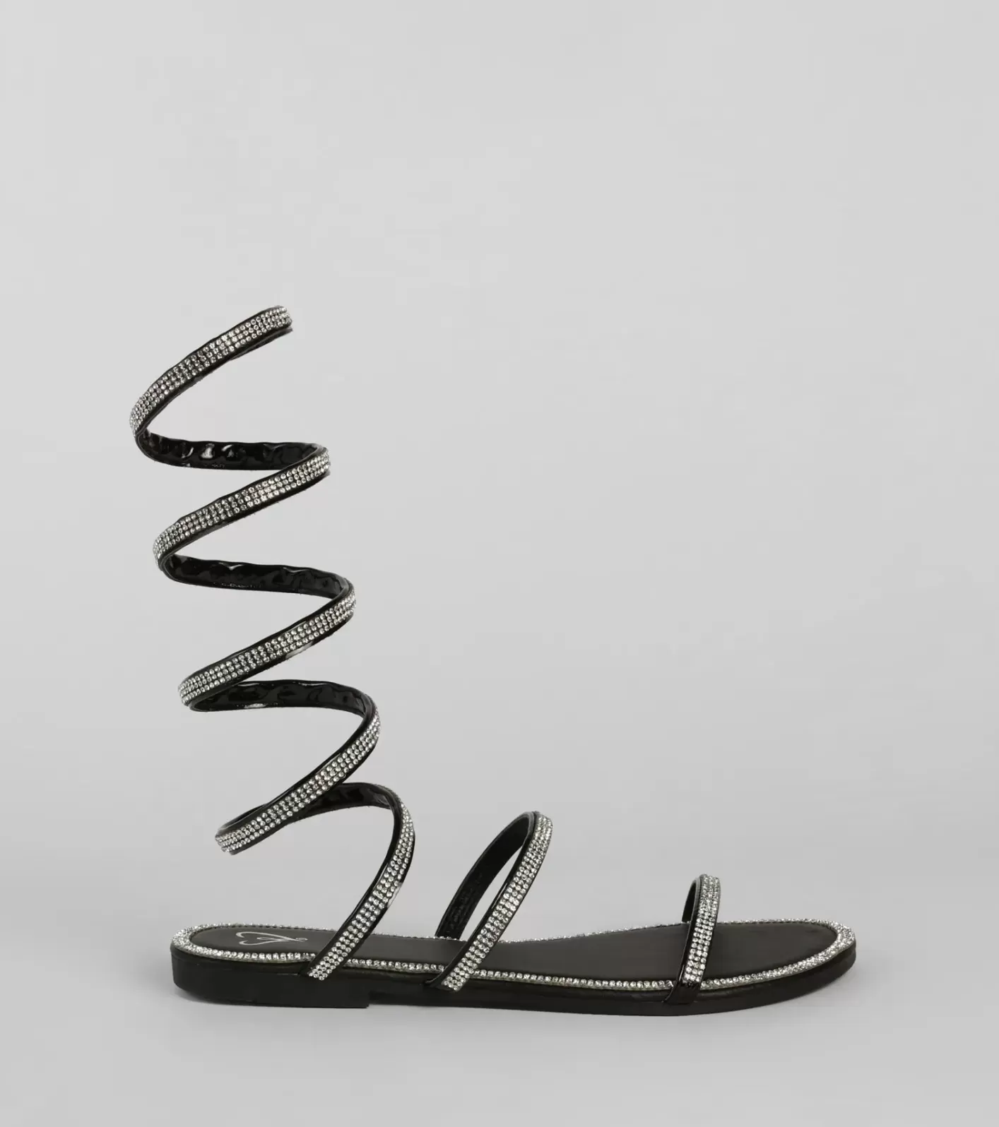 Windsor Level Up Rhinestone Spiral Sandals BLACK Clearance